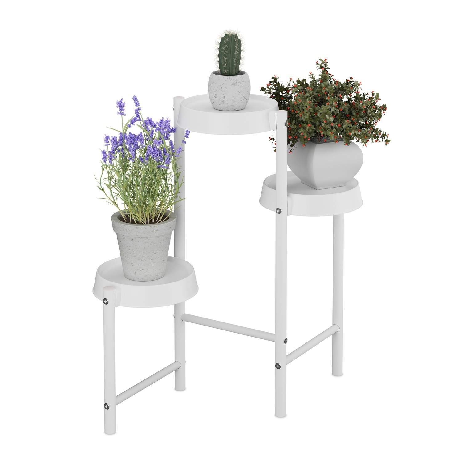 Plantestativ i metal og plast – runde hylder til boligindretning