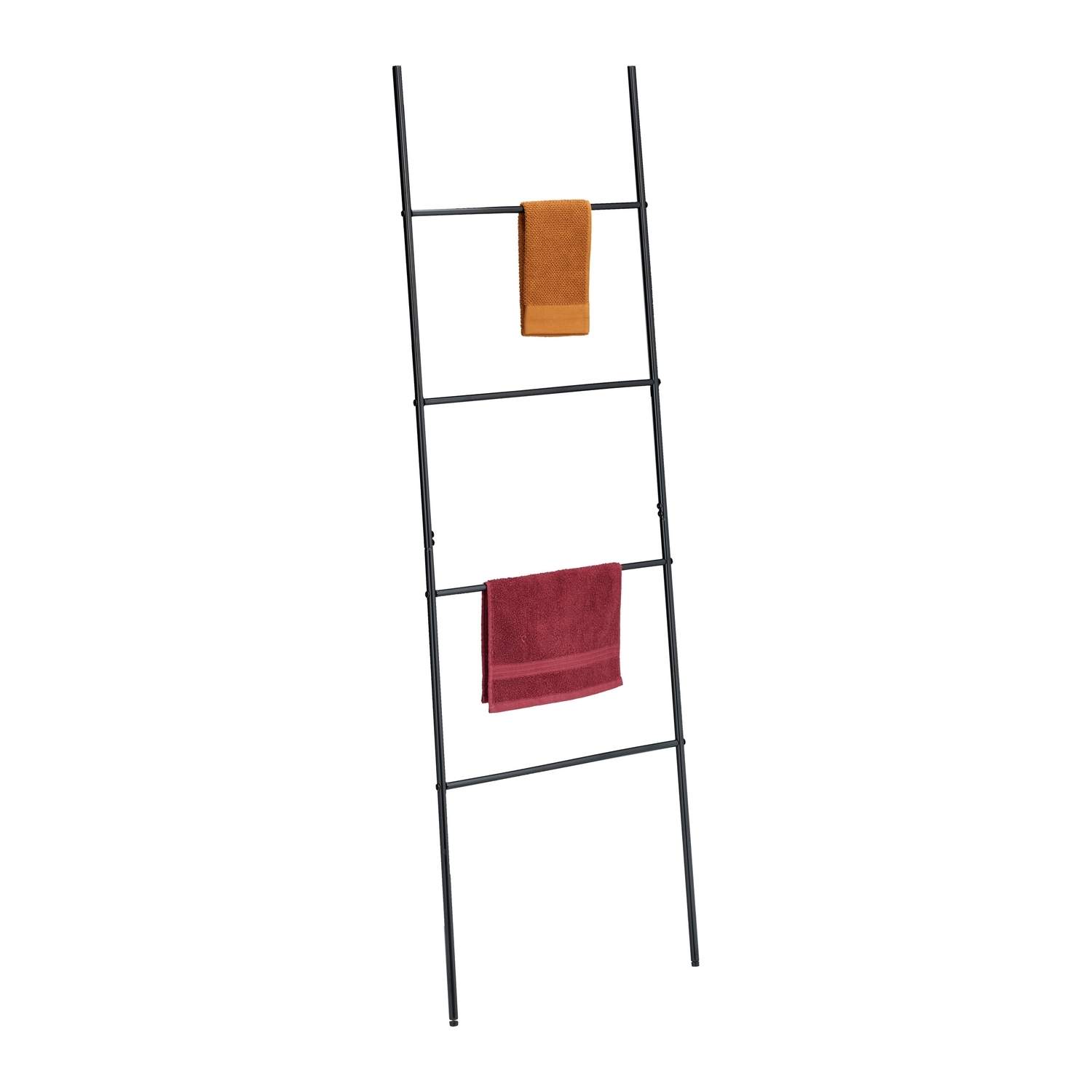 Sort metal håndklædestigestativ – 4 trin