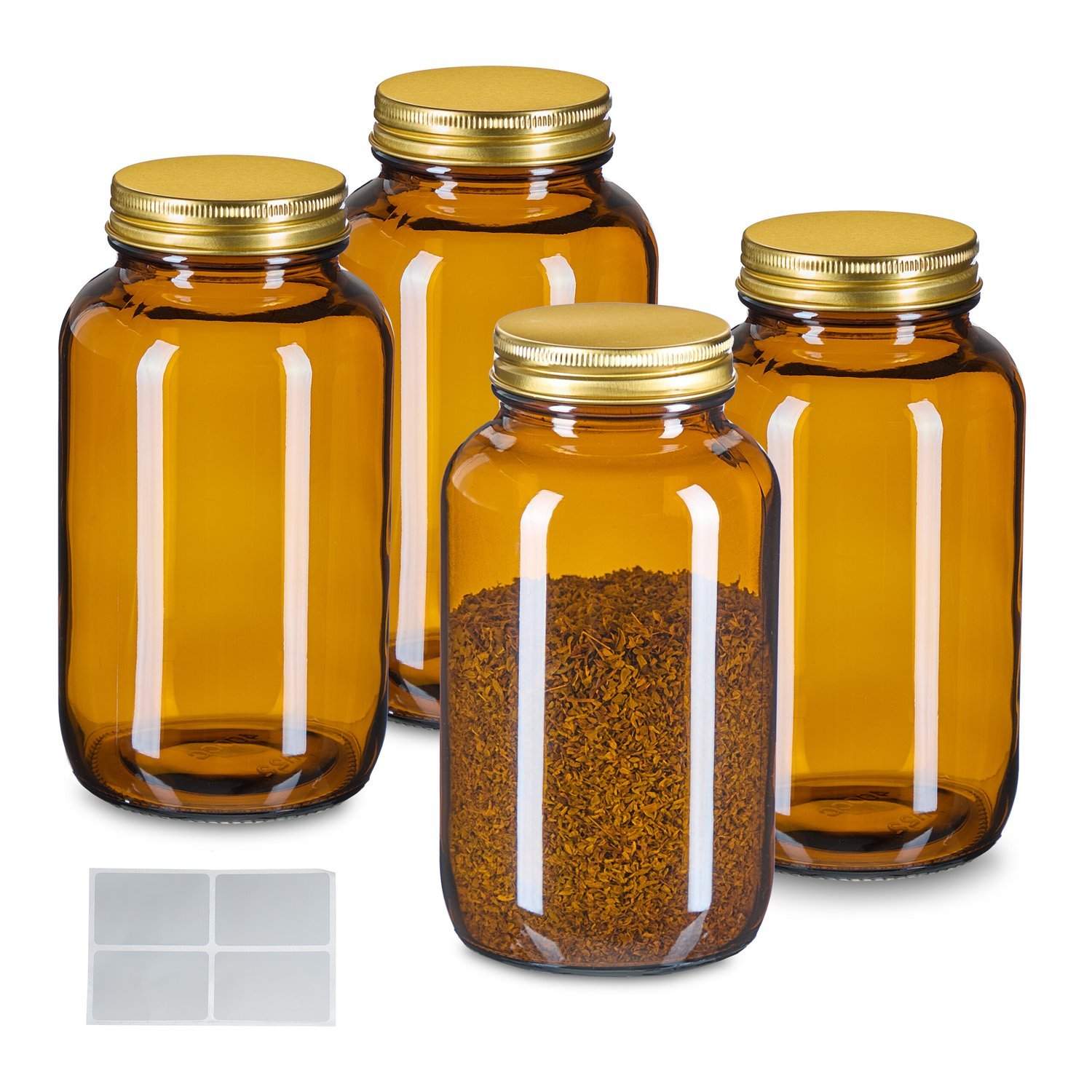Bärnstensfärgade glasburkar 400ml – UV-skydd, lufttät försegling | Hem & Hobby | Pryloteket