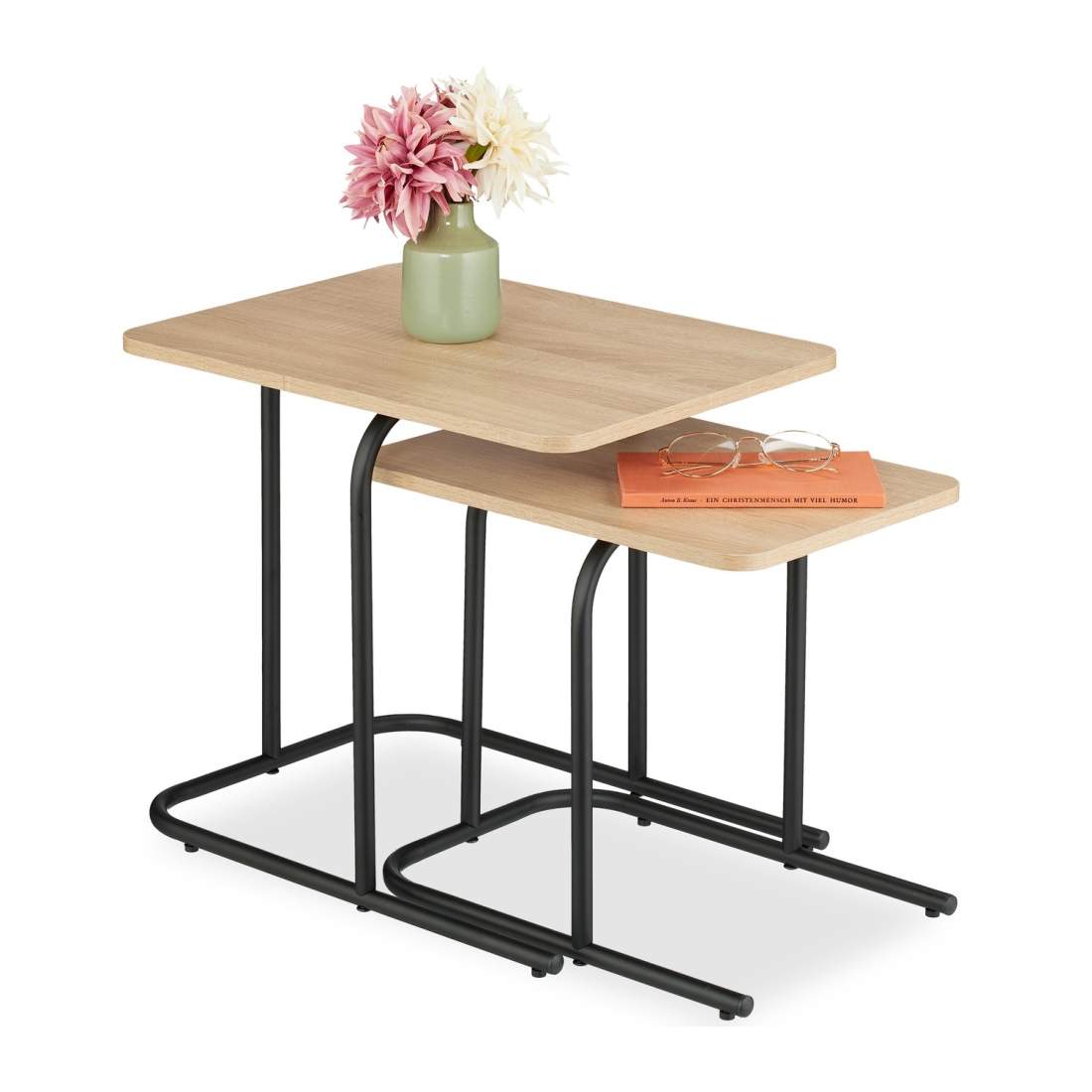 Wood-Efect häckbord – Set med 2, svarta metallben | Hem & Hobby | Pryloteket