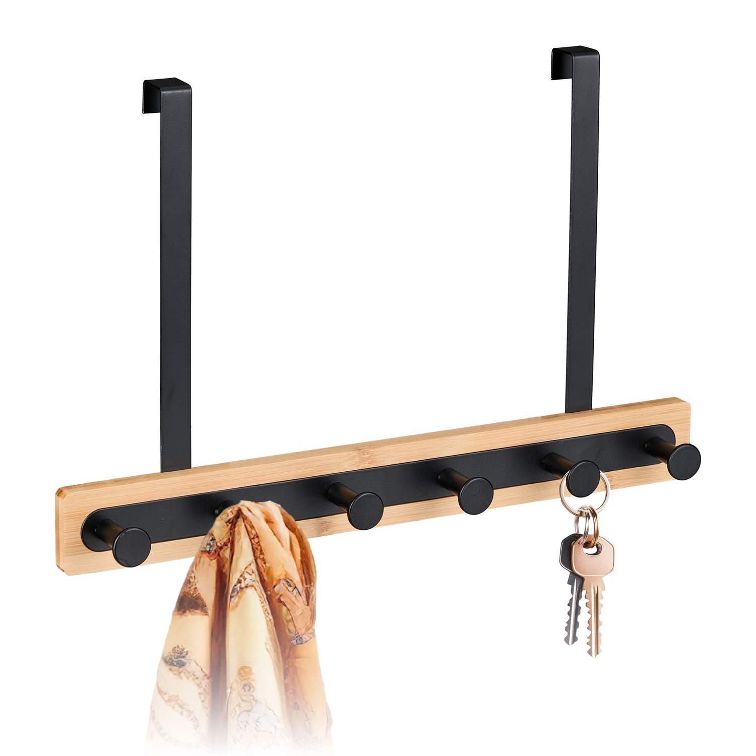 Overdørs krogestativ – 6 kroge til frakker og tasker