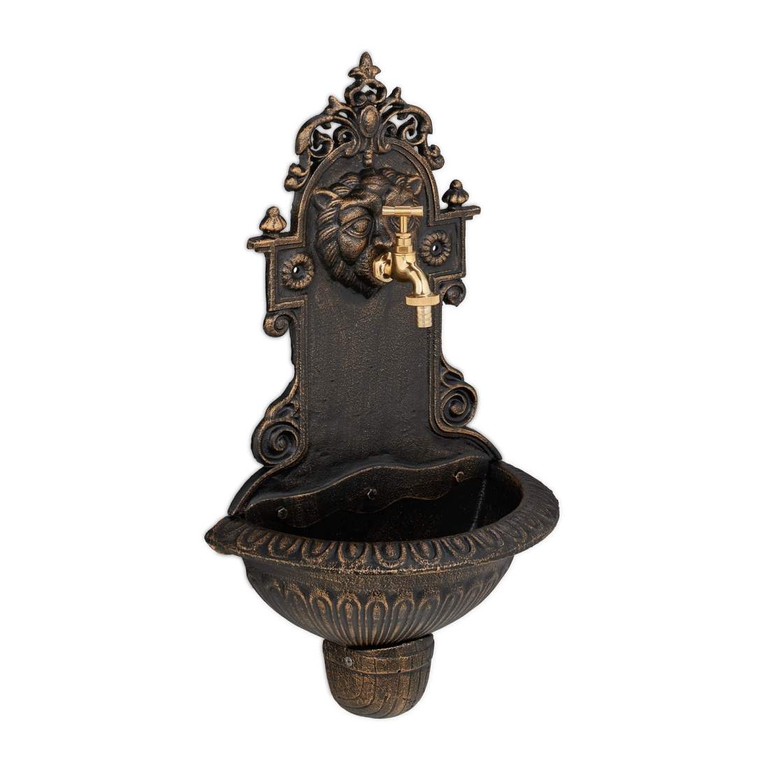 Trädgårdsväggfontän med kran – gjutjärnsbassäng | Hem & Hobby | Pryloteket