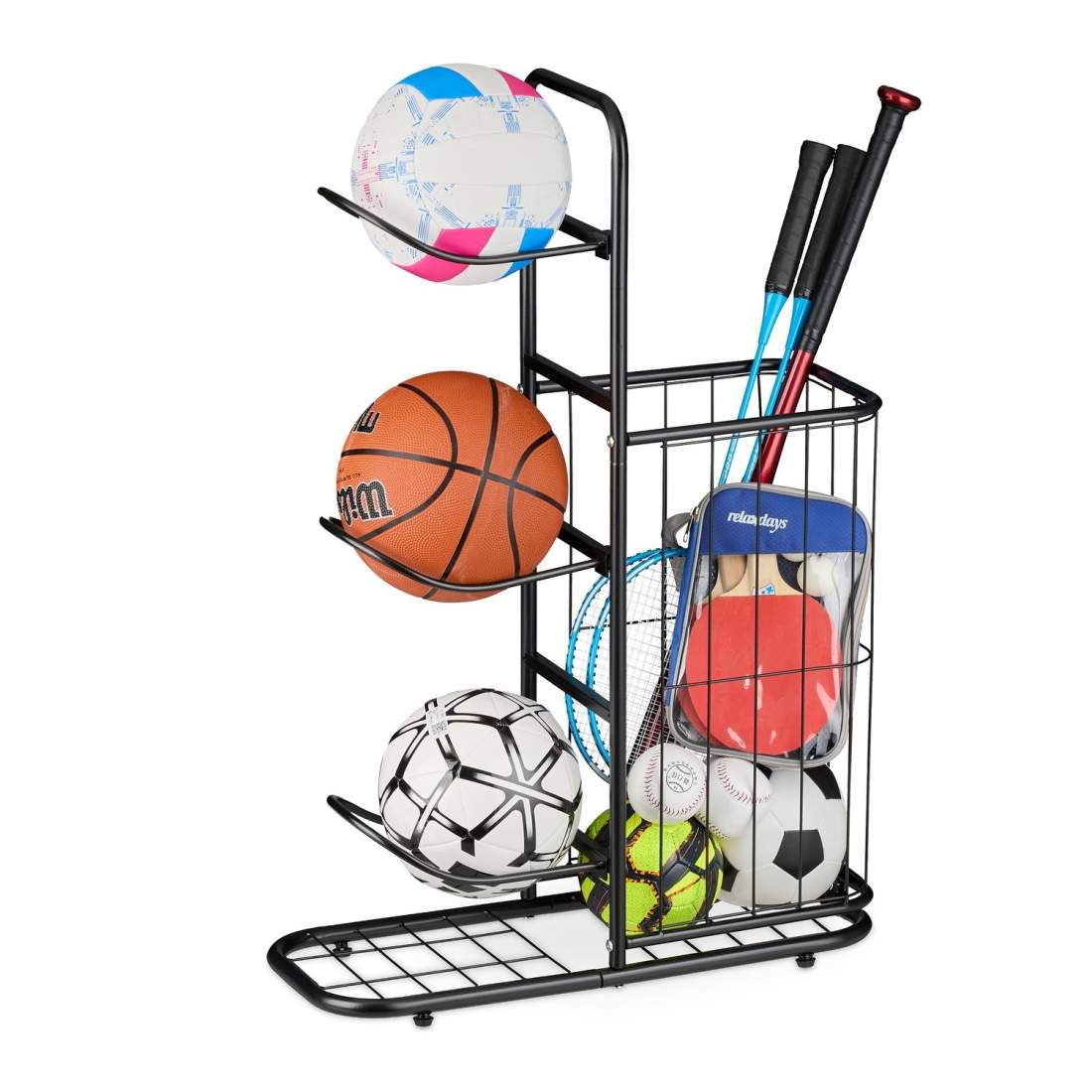 Boltställ med 4 hyllor och korg – Metal Sports Organizer | Hem & Hobby | Pryloteket