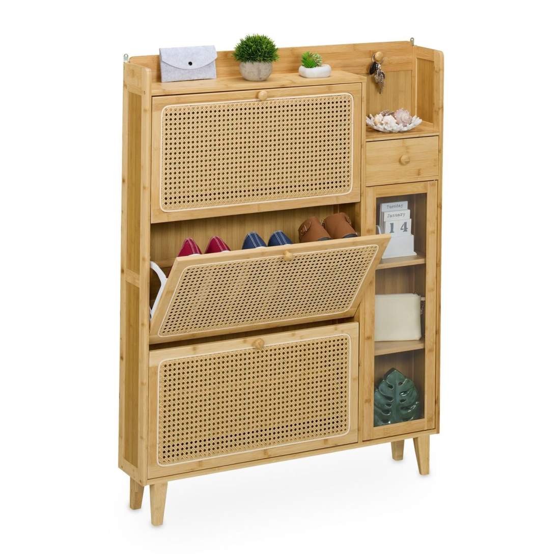 Skoskåp i rotting – platsbesparande, rymmer 9 par | Hem & Hobby | Pryloteket