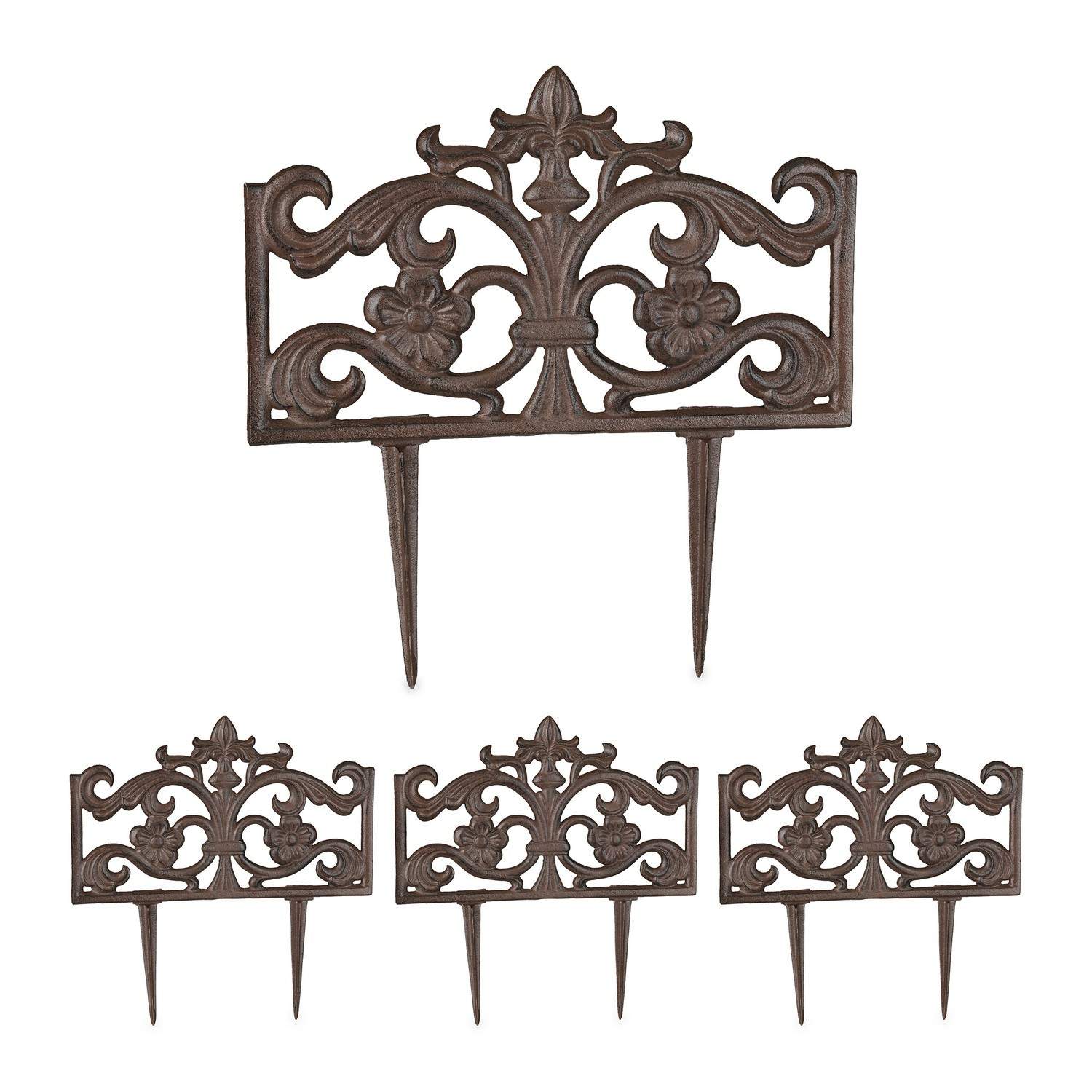 Antik støbejerns havehegn – 4 dekorative paneler