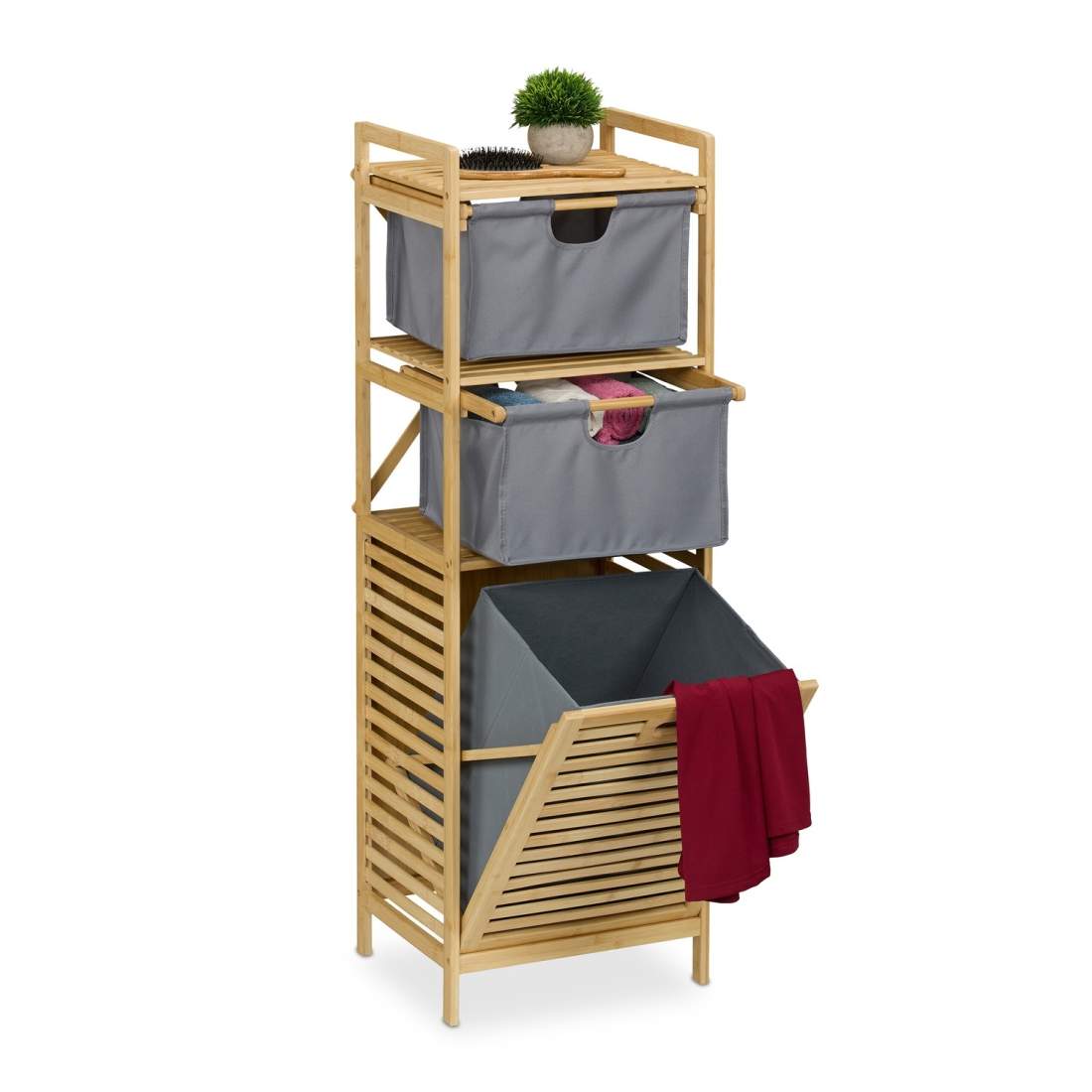 Badrumshylla med tvättkorg & 2 lådor | Hem & Hobby | Pryloteket