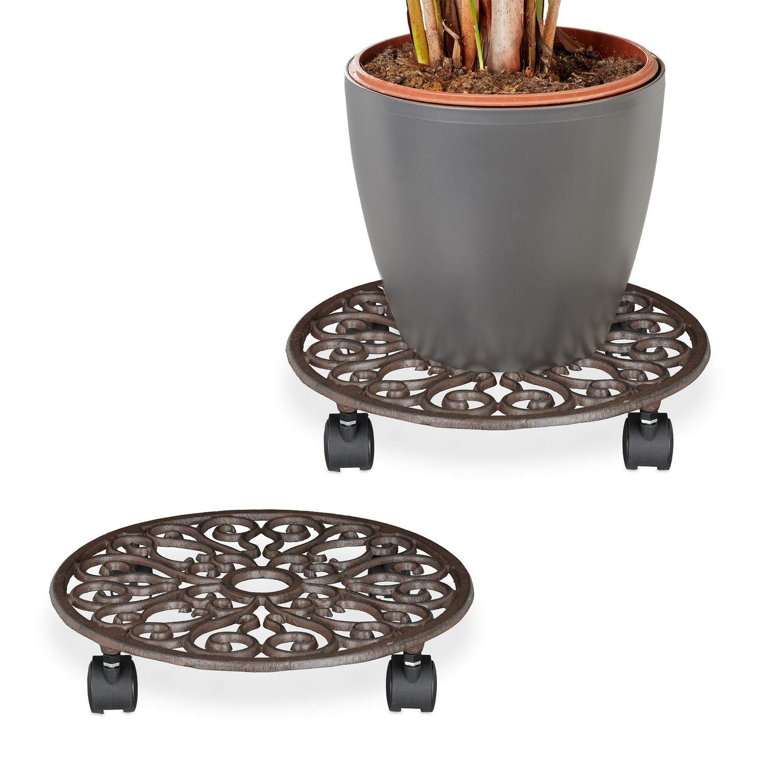 Plant Caddy Sæt med 2 med hjul – Støbejern Design