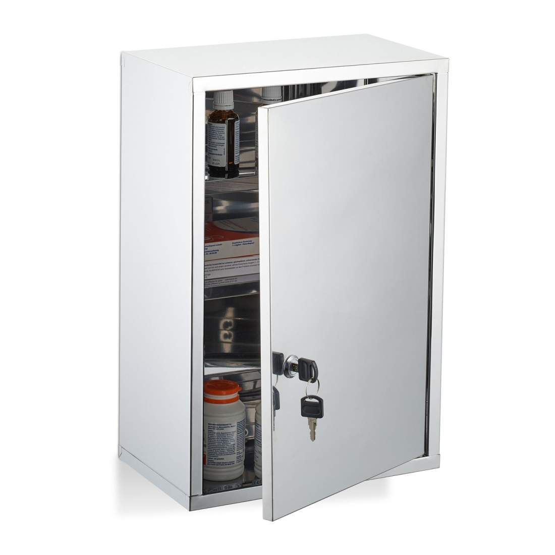 Medicinskåp i rostfritt stål – Låsbart, 3 fack | Hem & Hobby | Pryloteket