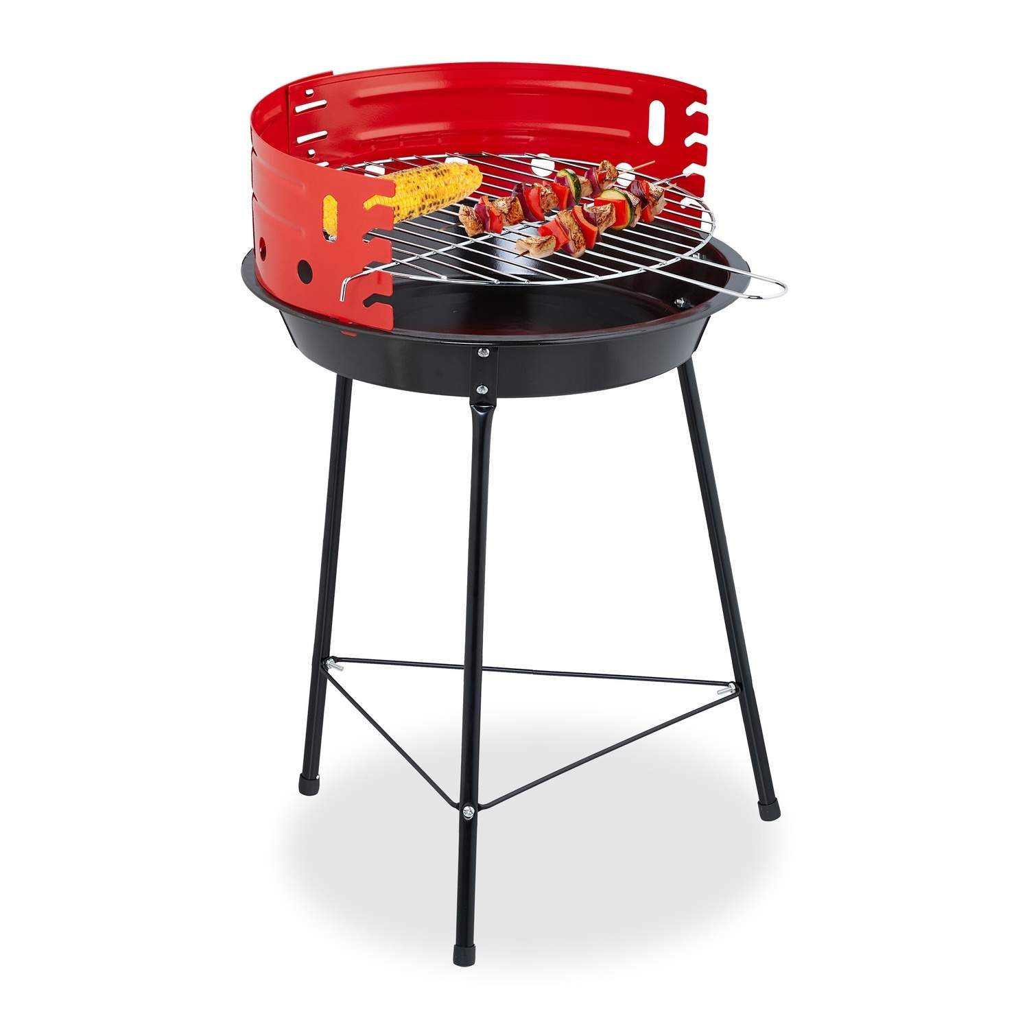 Kulgrill med stativ – 37 cm, vindskærm