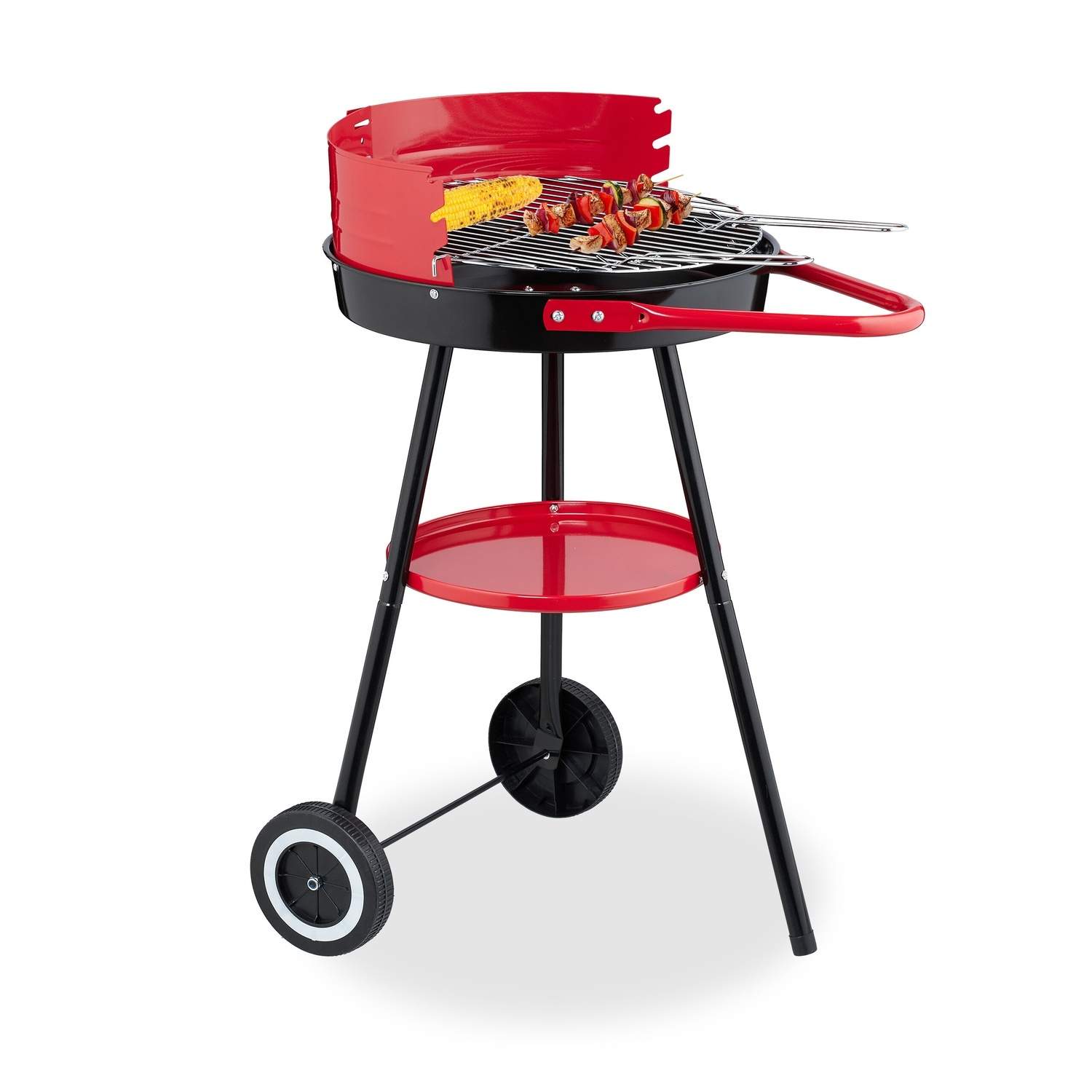 Kolgrill med hjul – 42 cm, vindskydd & hylla | Hem & Hobby | Pryloteket
