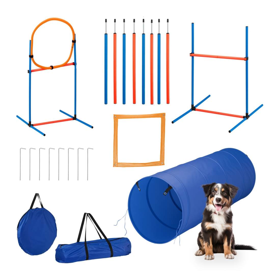 Hund Agility Course Set – Tunnel, häck, Slalom stavar | Hem & Hobby | Pryloteket