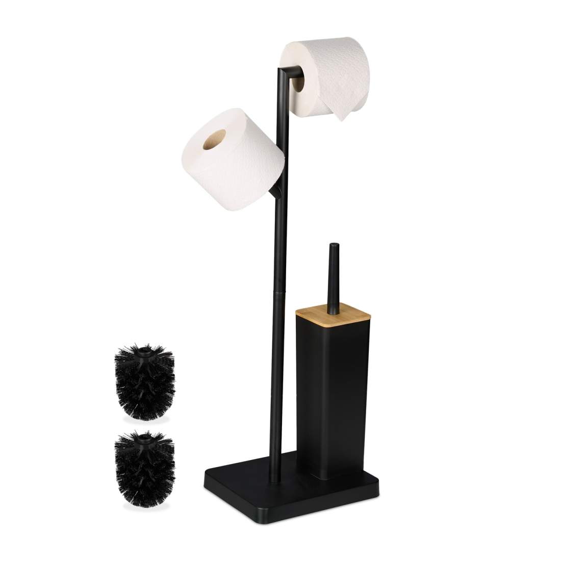 Bambu & stål toalettrullehållare med borstsats | Hem & Hobby | Pryloteket