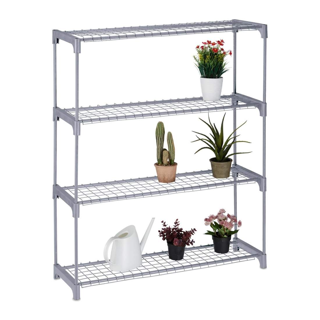 Grått metallställ – 4 hyllor för inomhusvisning | Hem & Hobby | Pryloteket