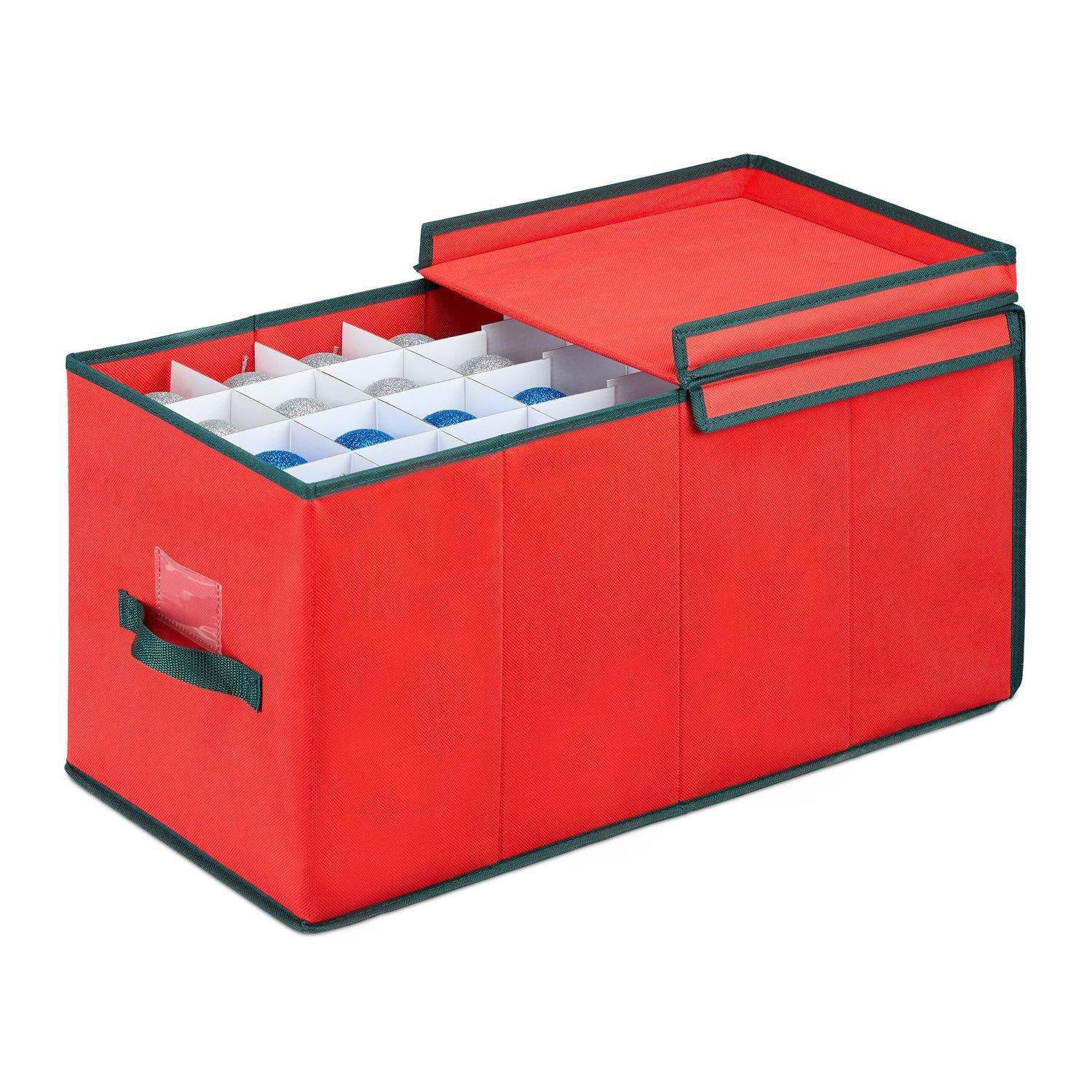 Opbevaringsboks til julepynt – Justerbare skillevægge, festligt design