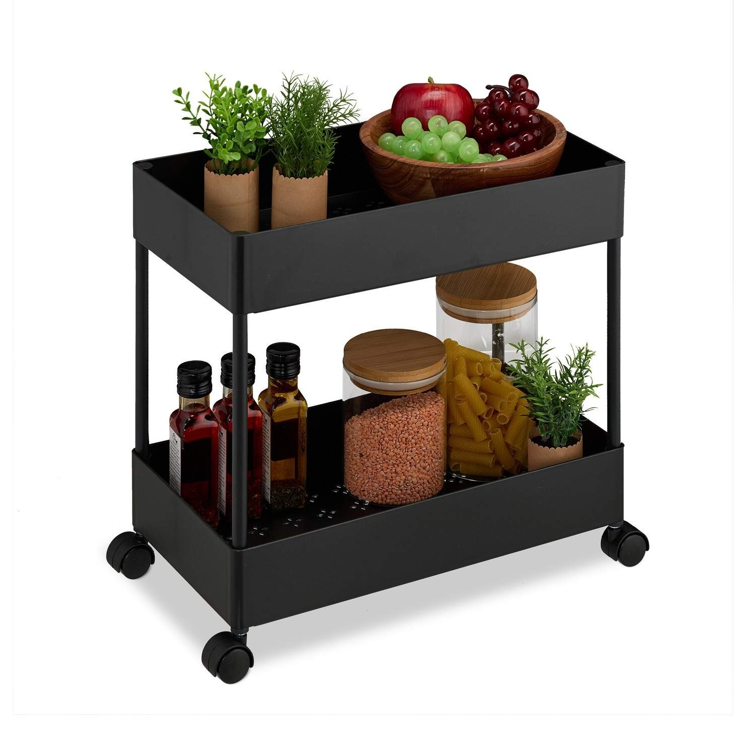 2-trins serveringsvogn med 360° hjul