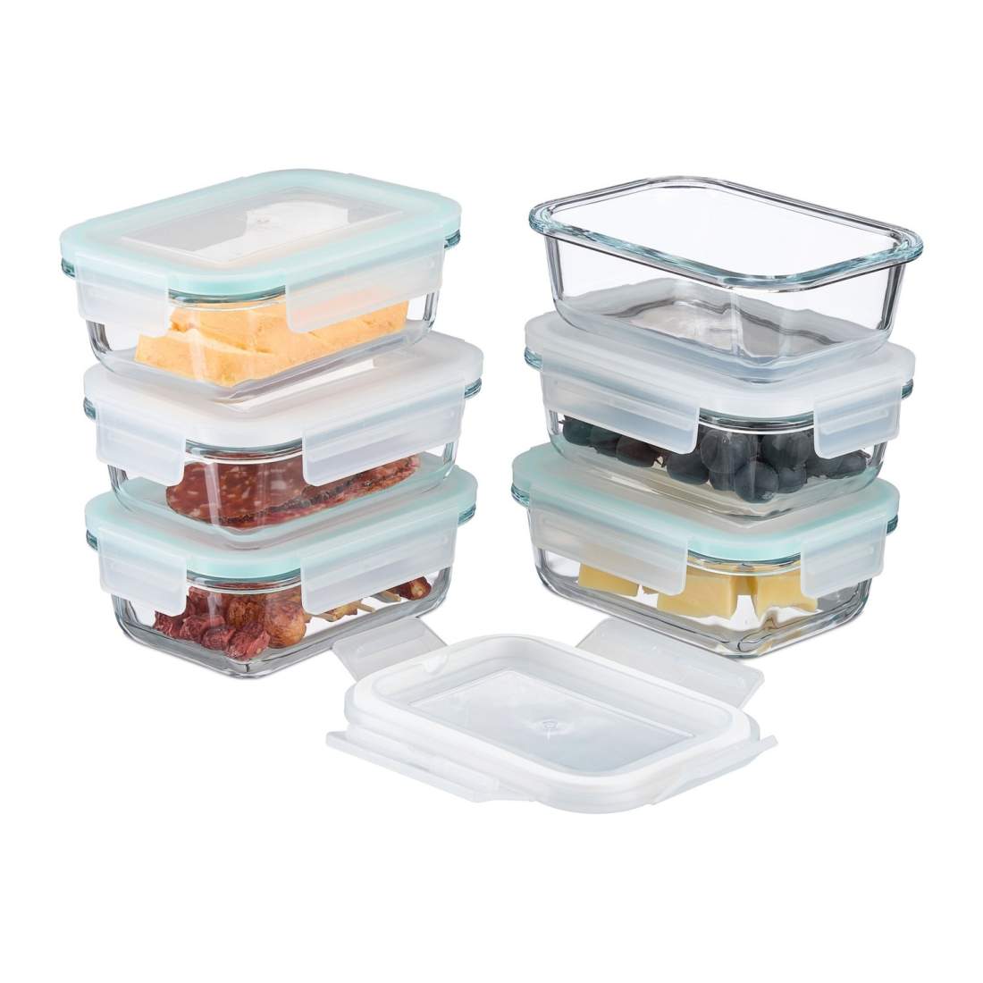 Matförvaringsbehållare av glas – lufttät, stapelbar set | Hem & Hobby | Pryloteket