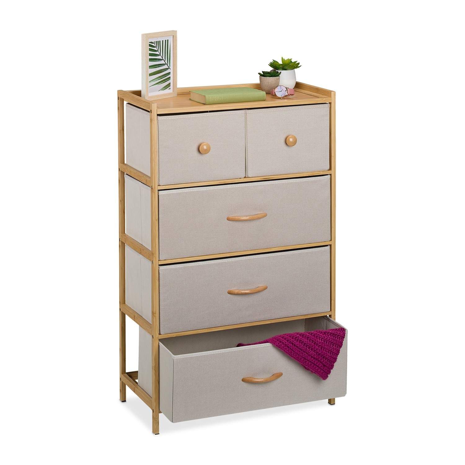 Bambusskuffeenhed – 5 skuffer, kompakt opbevaringsløsning