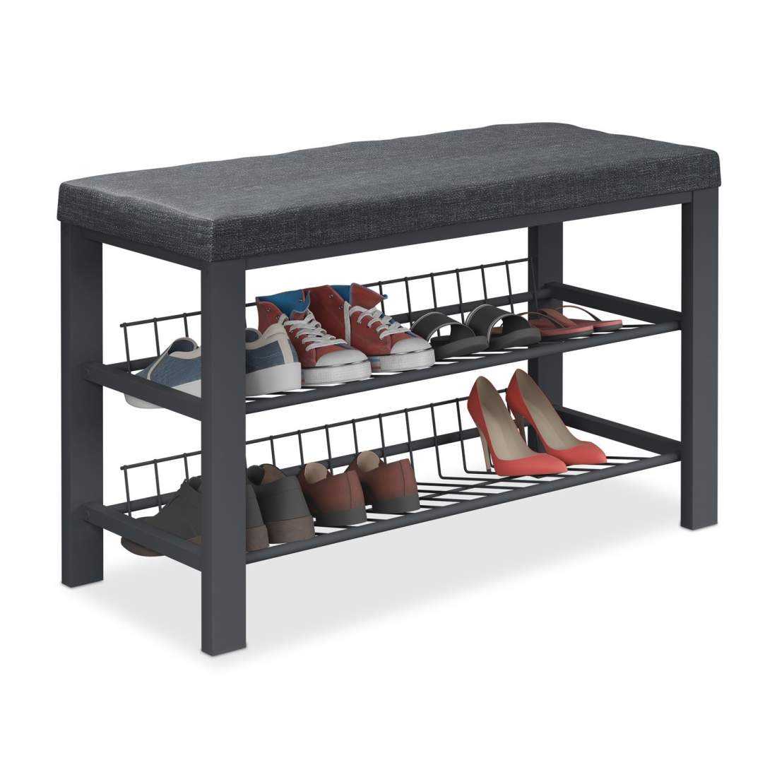Skobänk med kudde – stoppad, 2-vånings skohylla | Hem & Hobby | Pryloteket