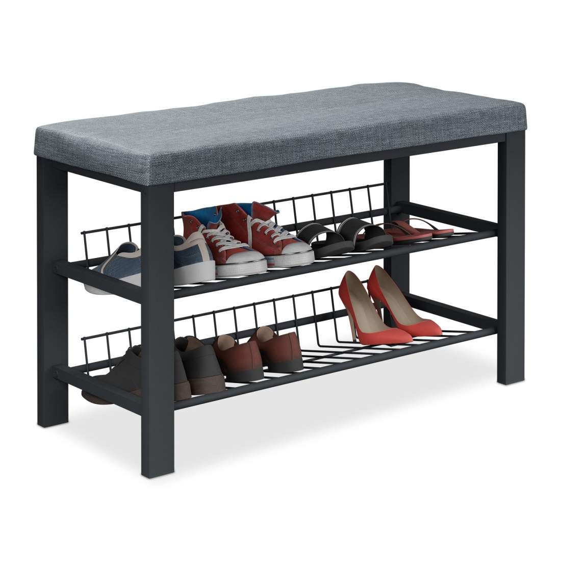 Skobänk med kudde – stoppad, 2-vånings skohylla | Hem & Hobby | Pryloteket