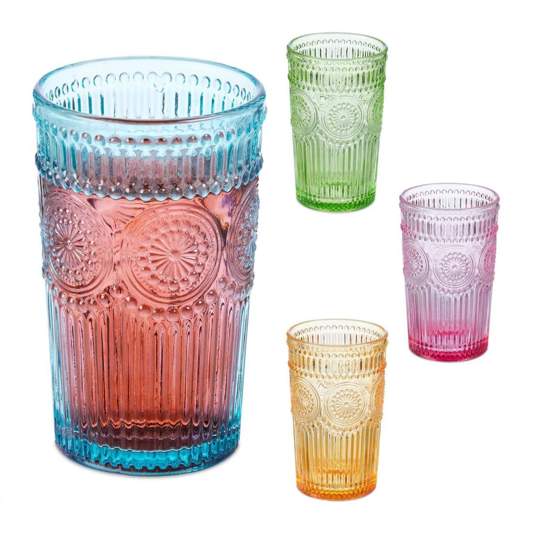 Vintage glasglas – set med 4, elegant design | Hem & Hobby | Pryloteket