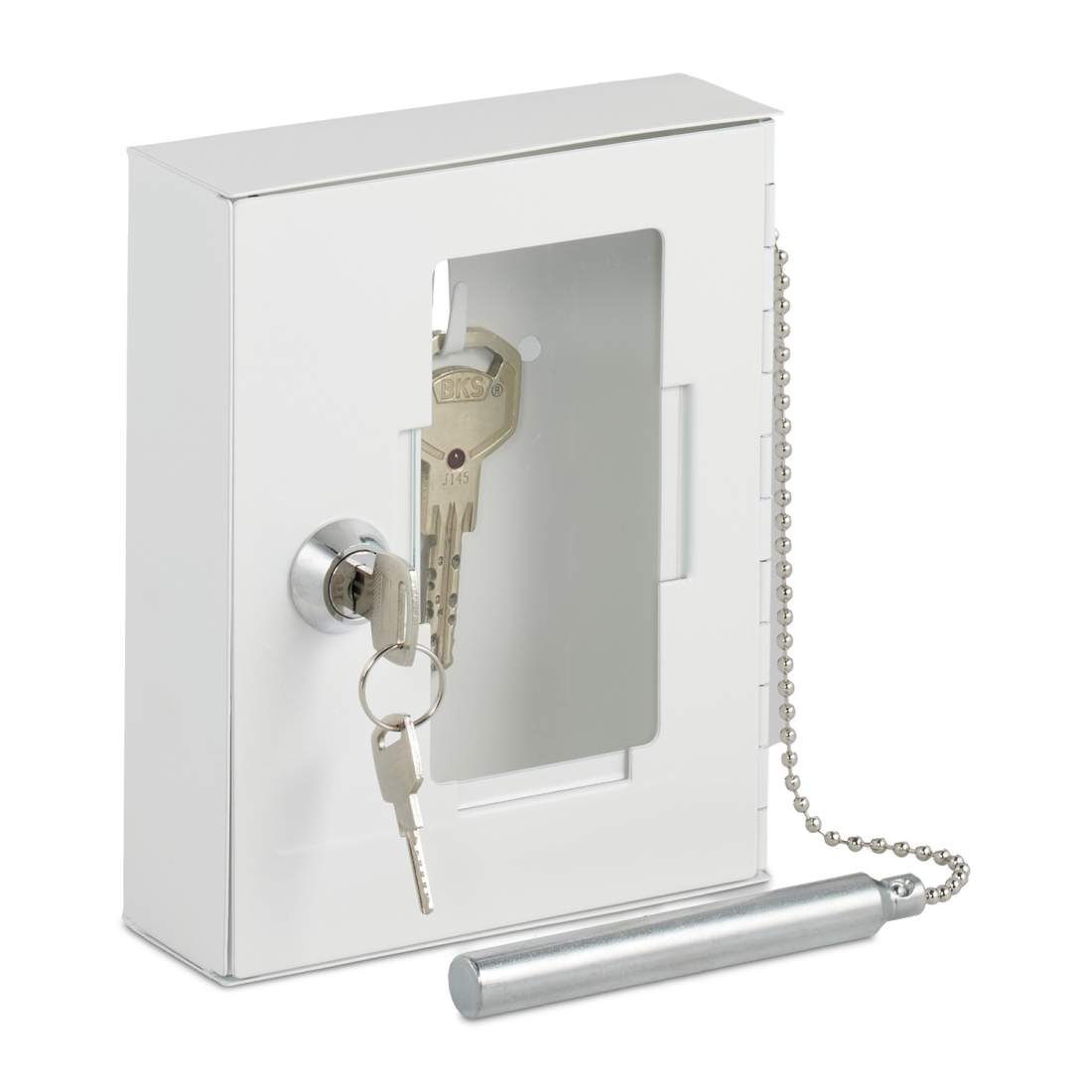 Vit nödnyckellåda med hammare – Väggmonterbar | Hem & Hobby | Pryloteket