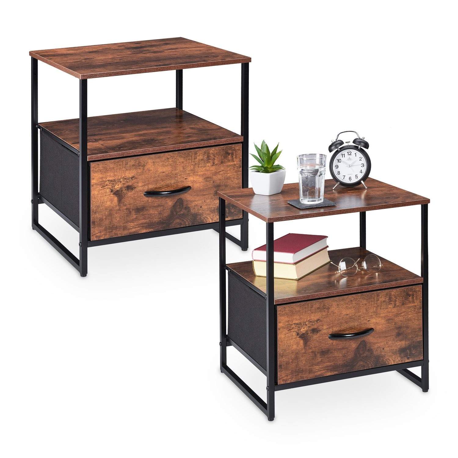 Industrielt natbordsæt – rustikt træ og metal, 2-delt