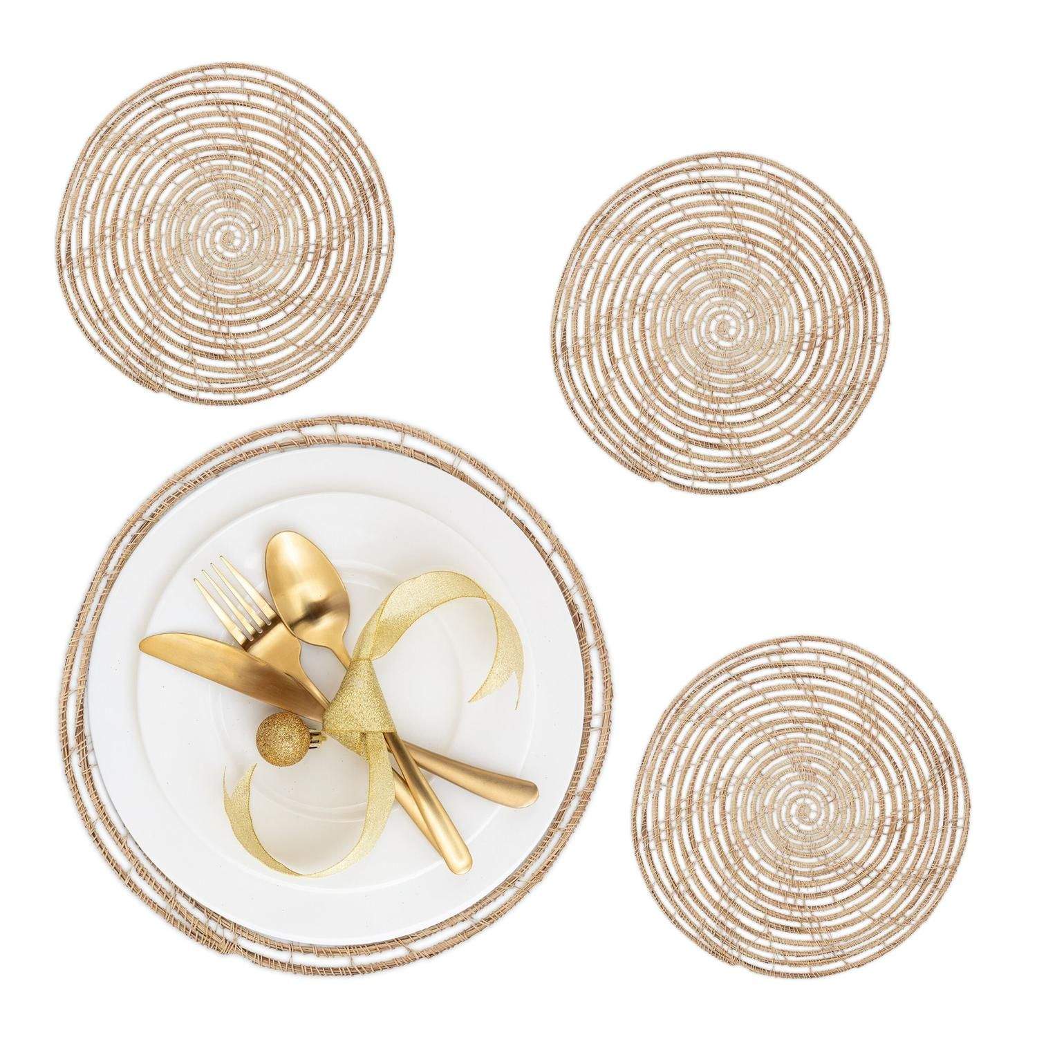 Runda bordsunderlägg i palmfiber – Set om 4 | Hem & Hobby | Pryloteket