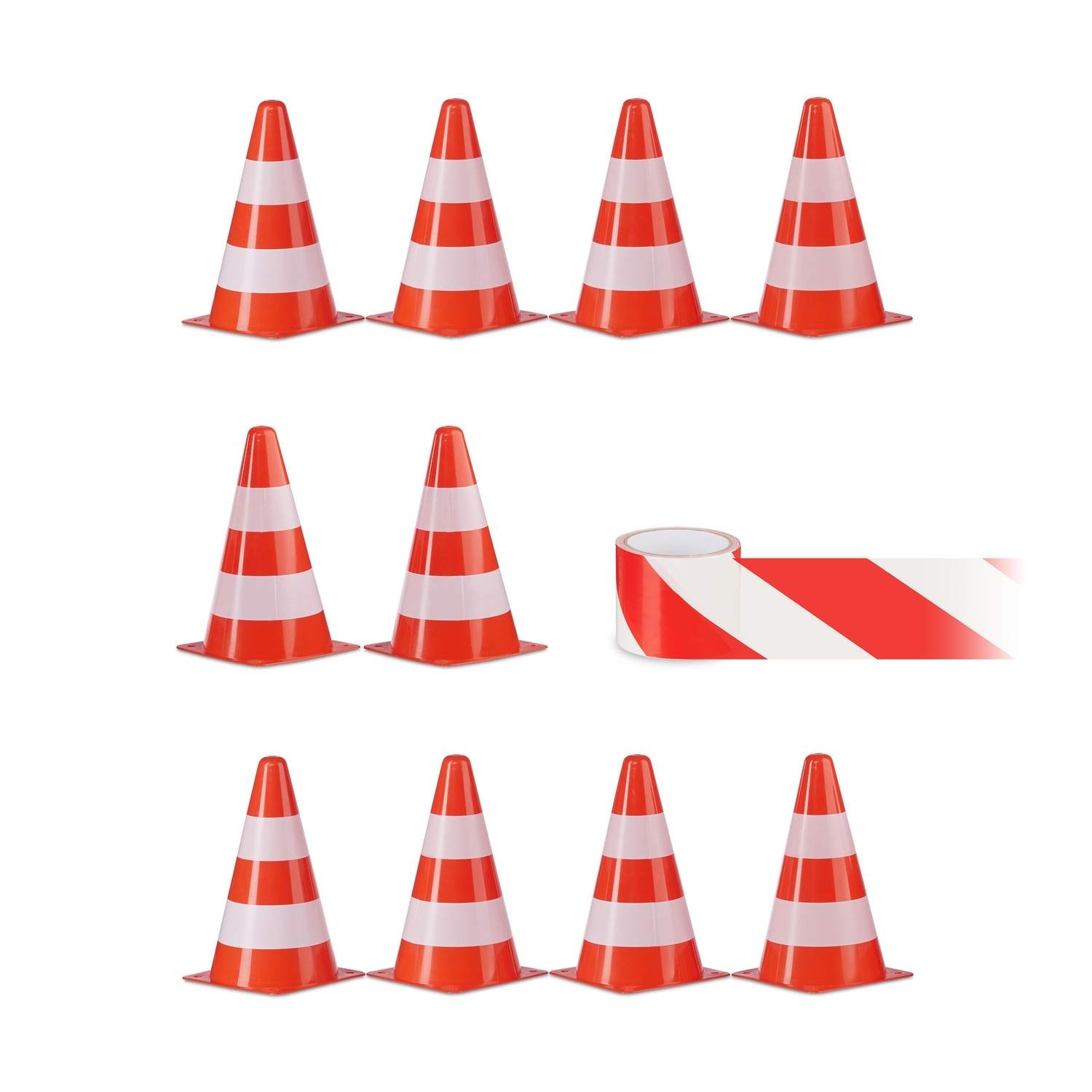 Säkerhetskoner Set om 10 st med väska och spärrtejp | Hem & Hobby | Pryloteket