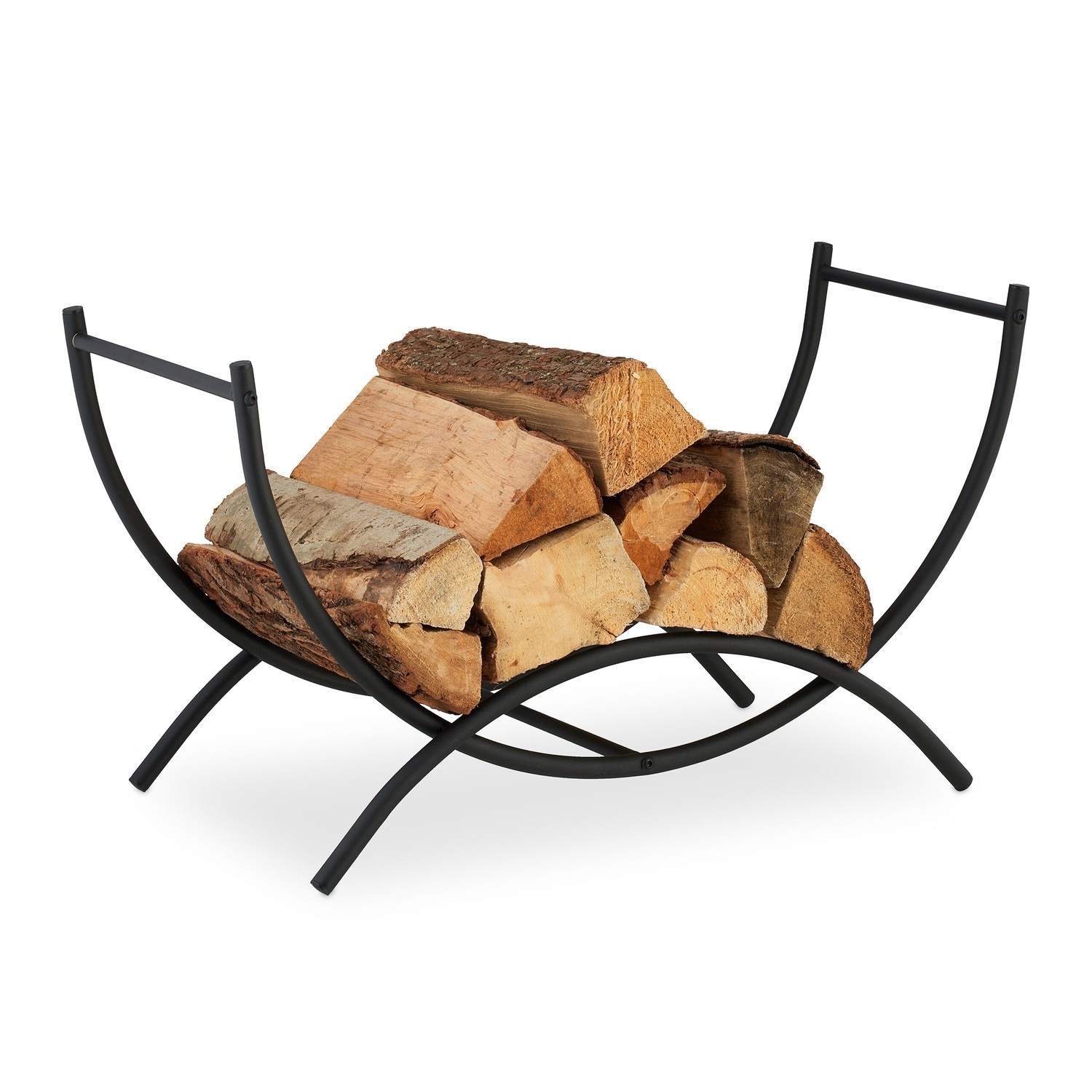 Svart vedkorg i stål – böjd design | Hem & Hobby | Pryloteket