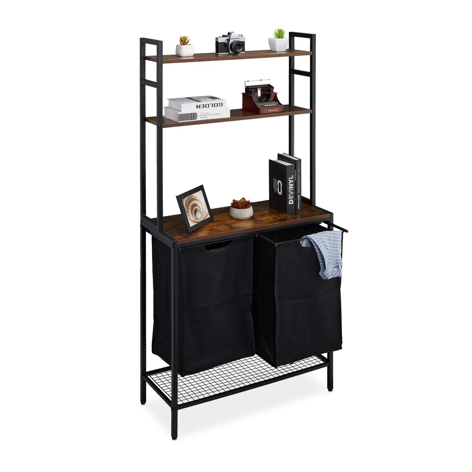 Utdragbar tvättstativ med hyllor – industriell stil | Hem & Hobby | Pryloteket