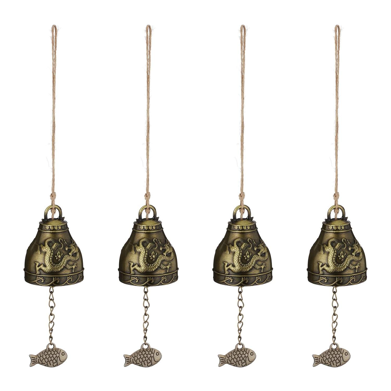 Feng Shui Wind Chimes Sæt med 4 - Lykkesymboler og klokker