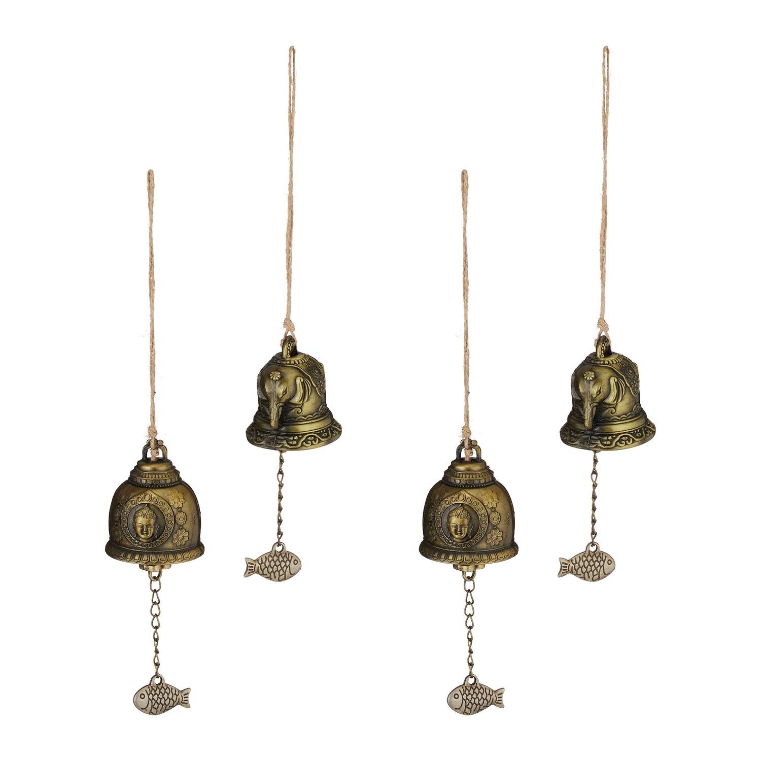 Feng Shui Wind Chimes - Gyldne klokker, buddhistiske symboler
