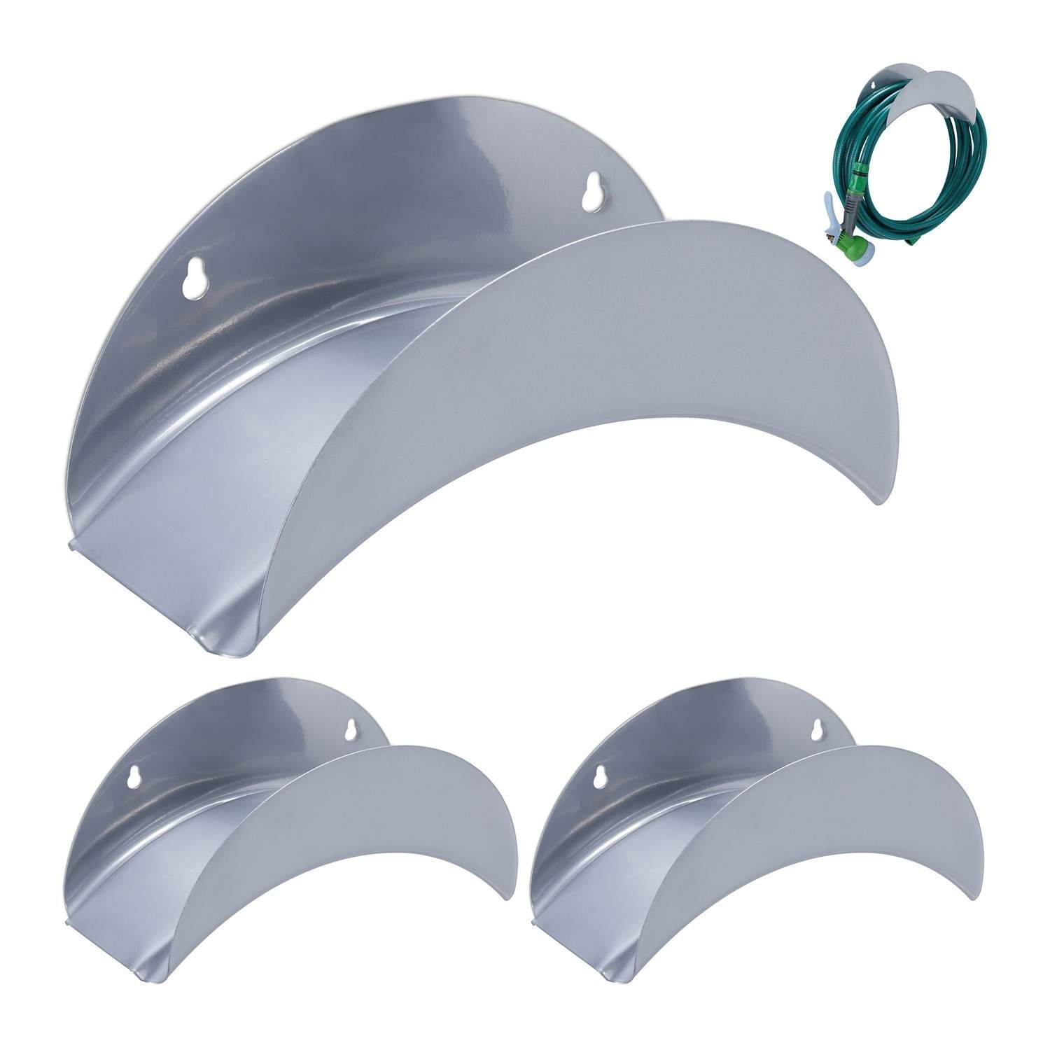 Metalhaveslangeholdere – sæt med 3, pladsbesparende opbevaring