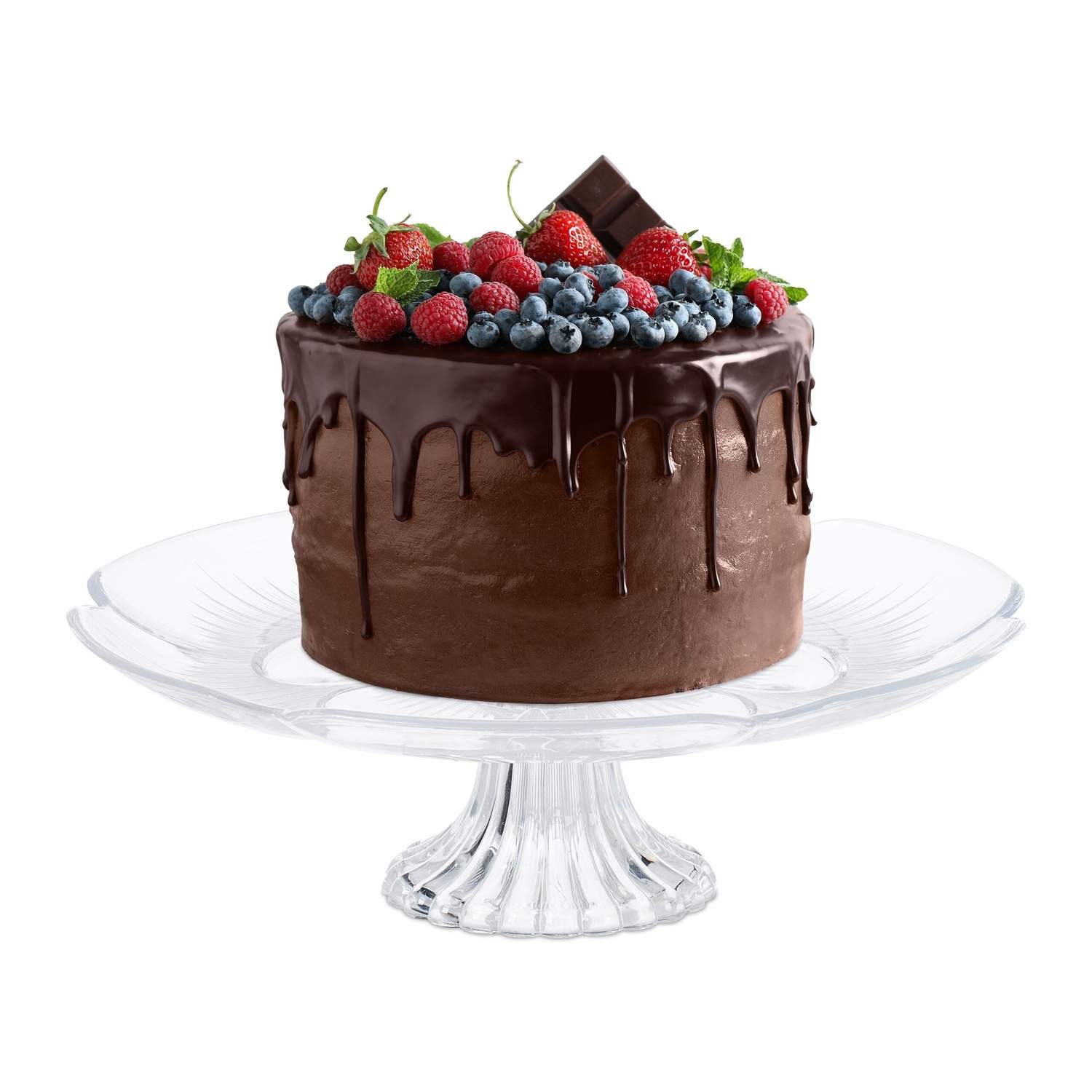 Gennemsigtigt kagestativ med blomsterdesign