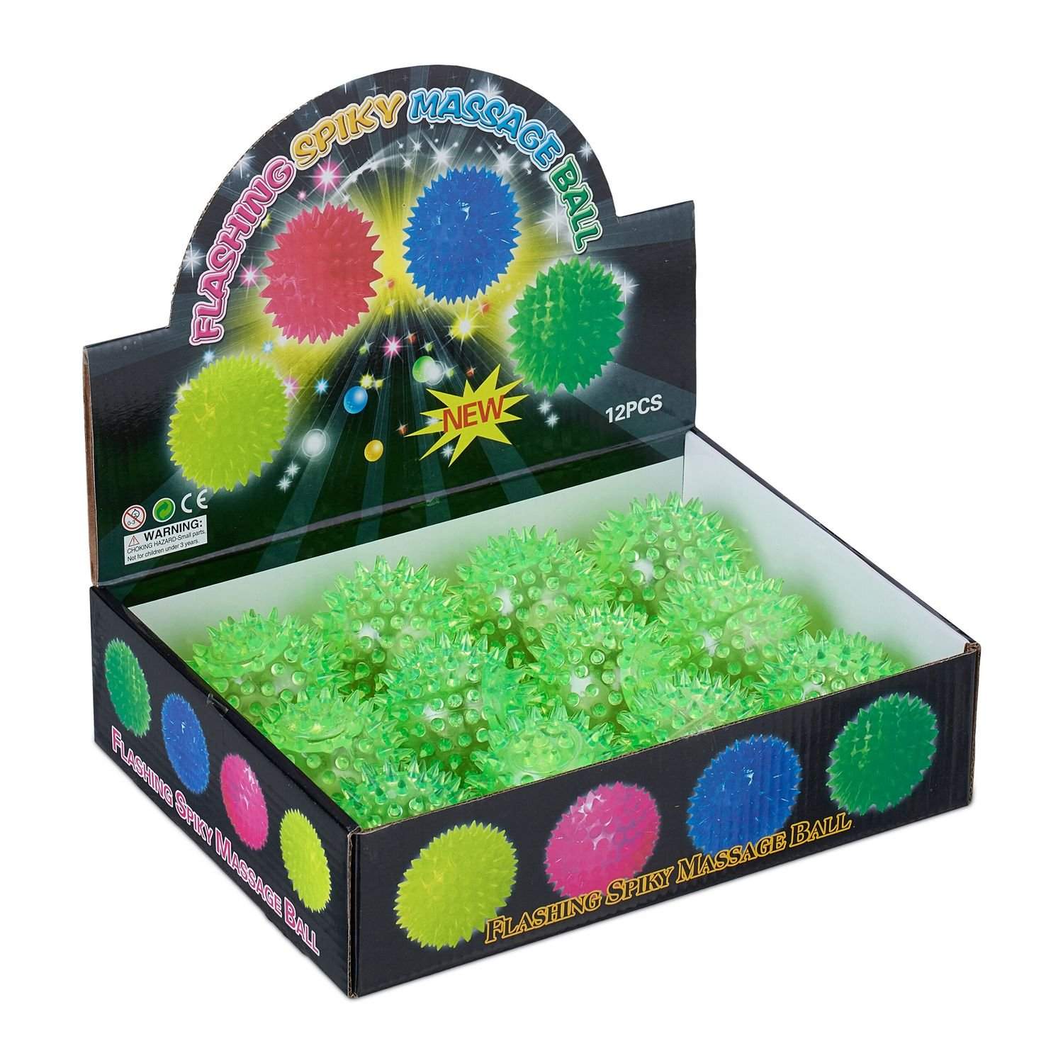 LED Spiky Balls – Sæt med 12, blinkende sjov til børn