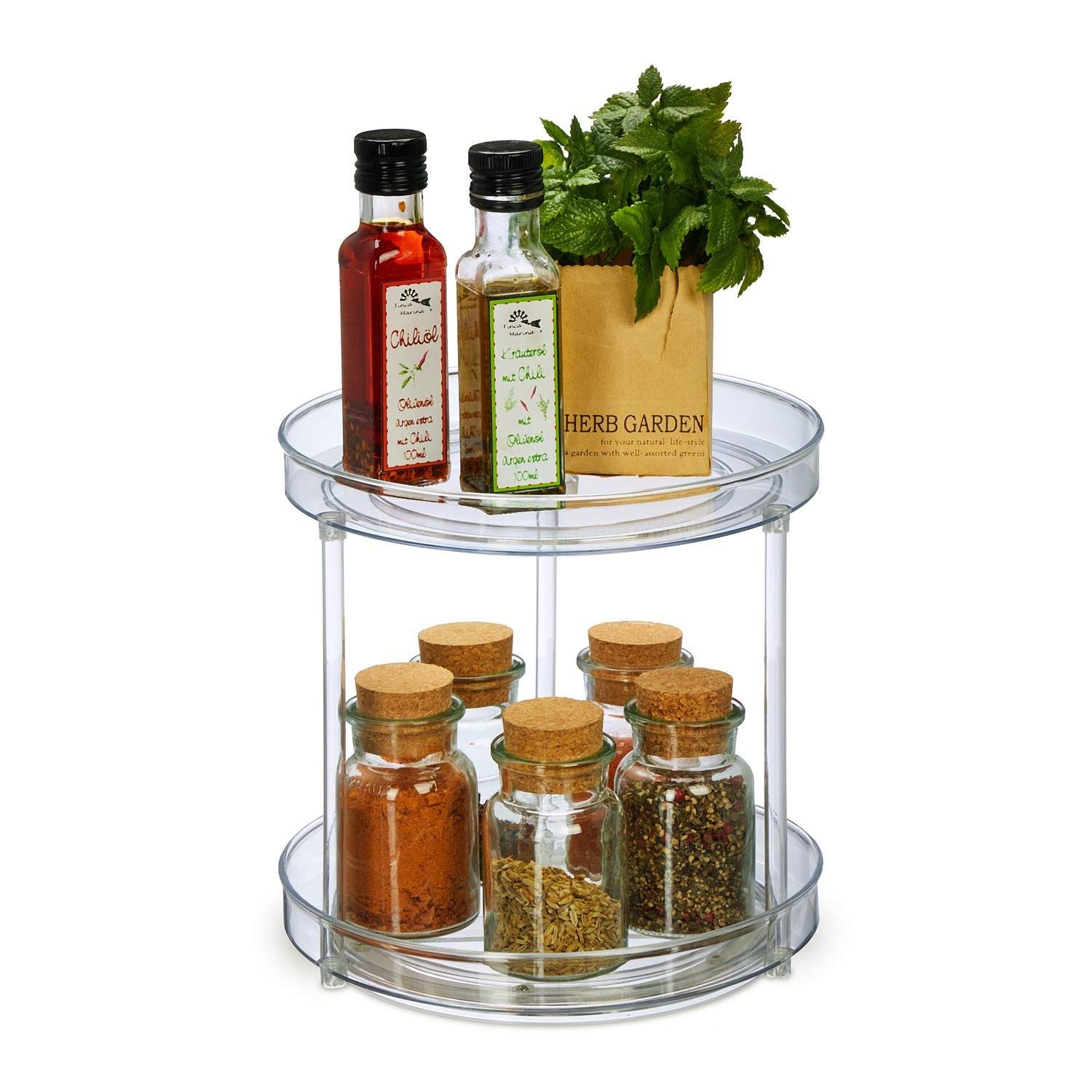 To-Etagers Roterende Køkken & Køleskab Organizer, 23,5 cm