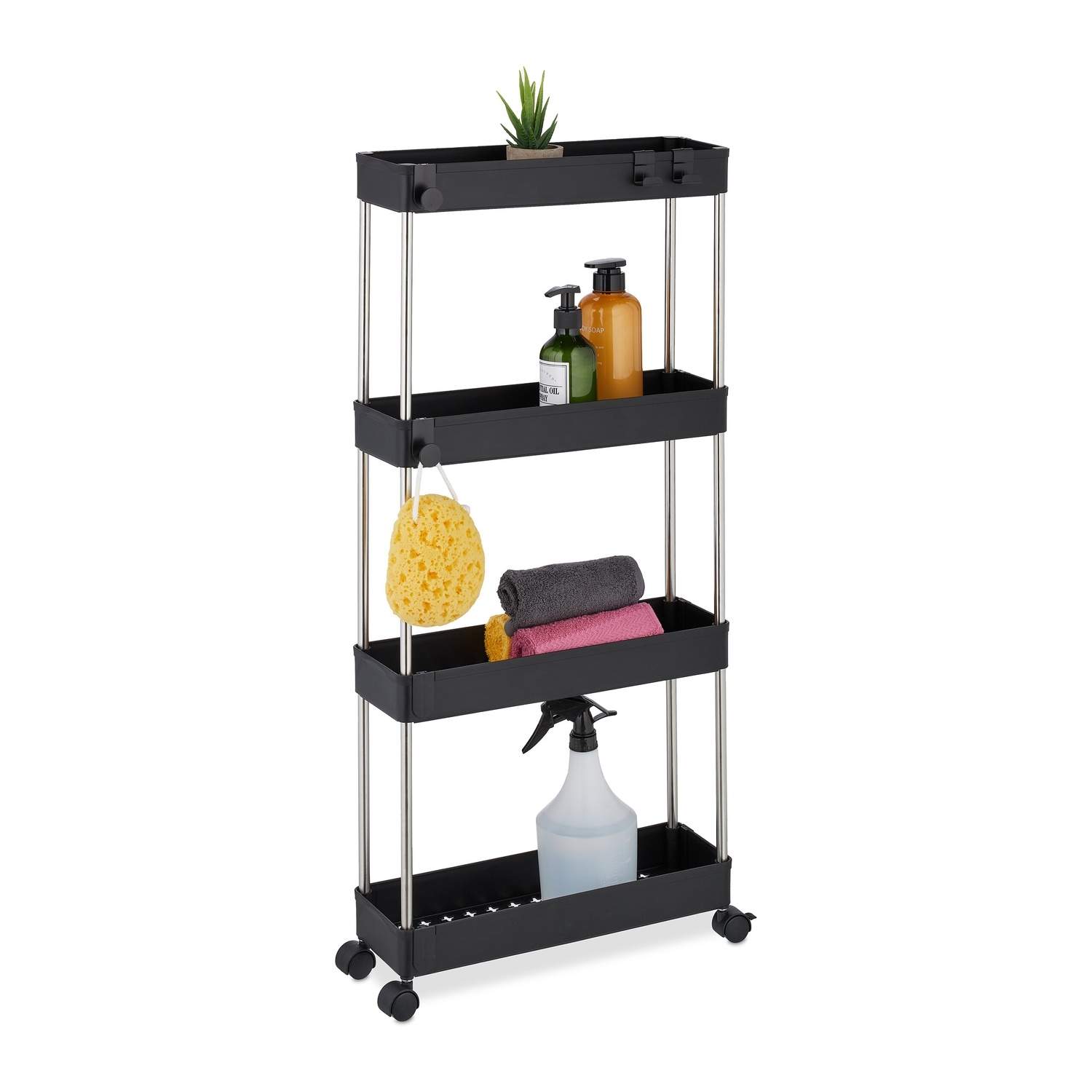 4-tiers sort nichevogn – alsidig opbevaringsløsning