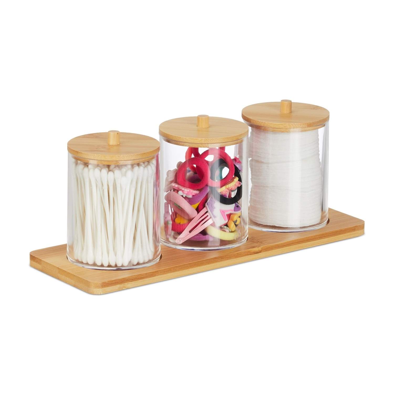 Organiseringssæt til badeværelse med bambusbakke og låg