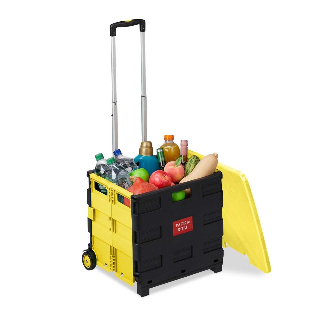 Fällbar shoppingvagn med lock – 35 kg kapacitet, justerbart handtag | Hem & Hobby | Pryloteket