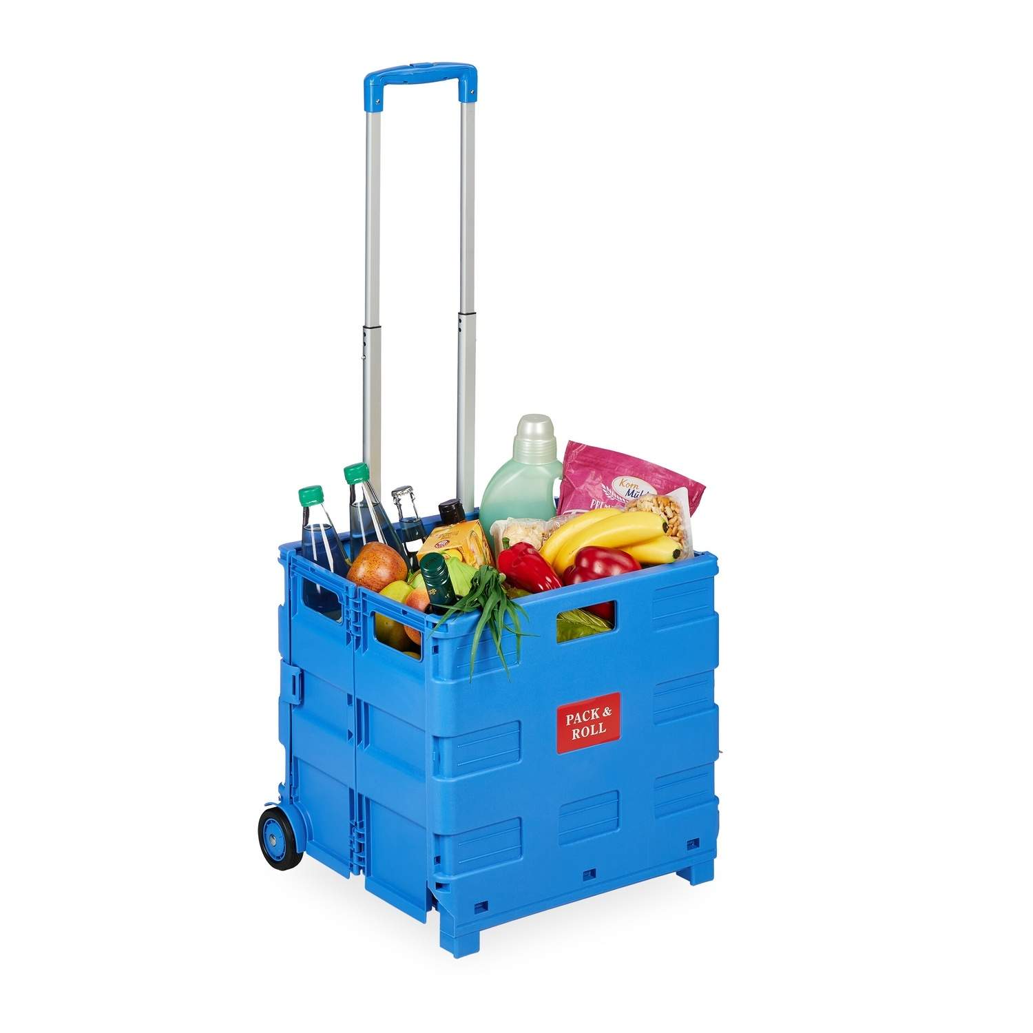 Sammenfoldelig indkøbsvogn – 35 kg kapacitet, justerbart håndtag