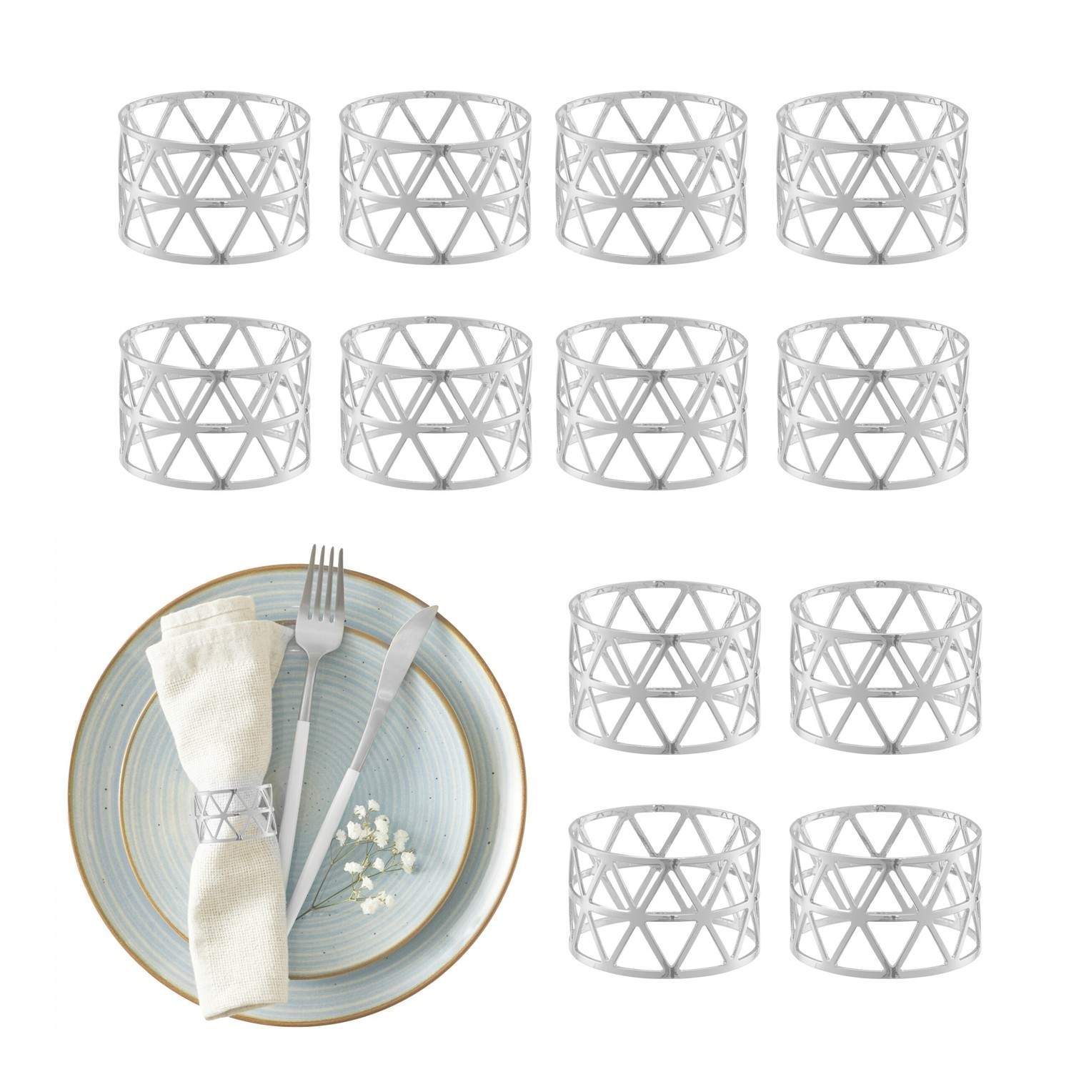 Geometriska metallservettringar Set med 12 – Elegant bordsdekor | Hem & Hobby | Pryloteket