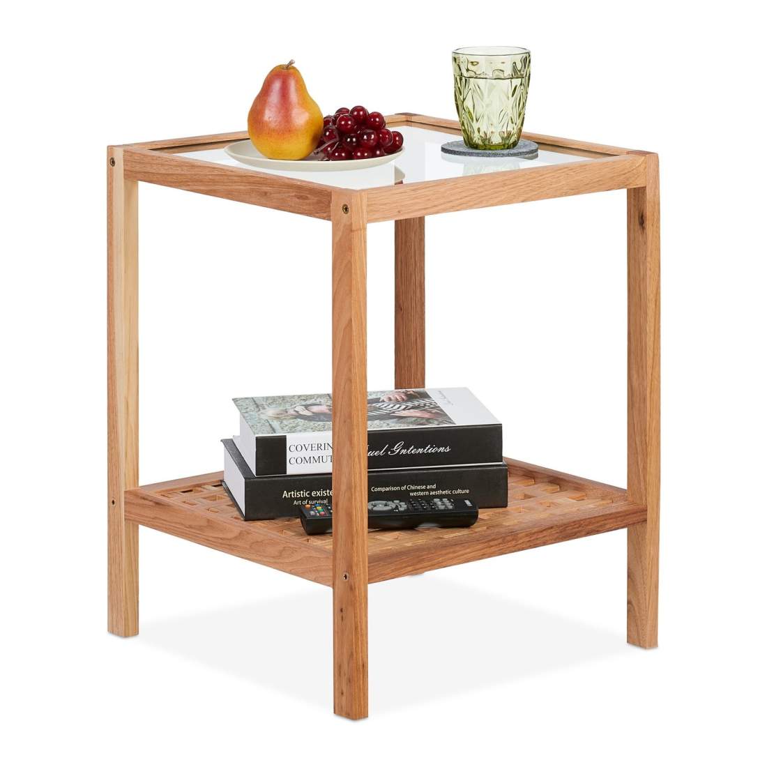 Soffbord i valnöt med glasskiva – modern design | Hem & Hobby | Pryloteket