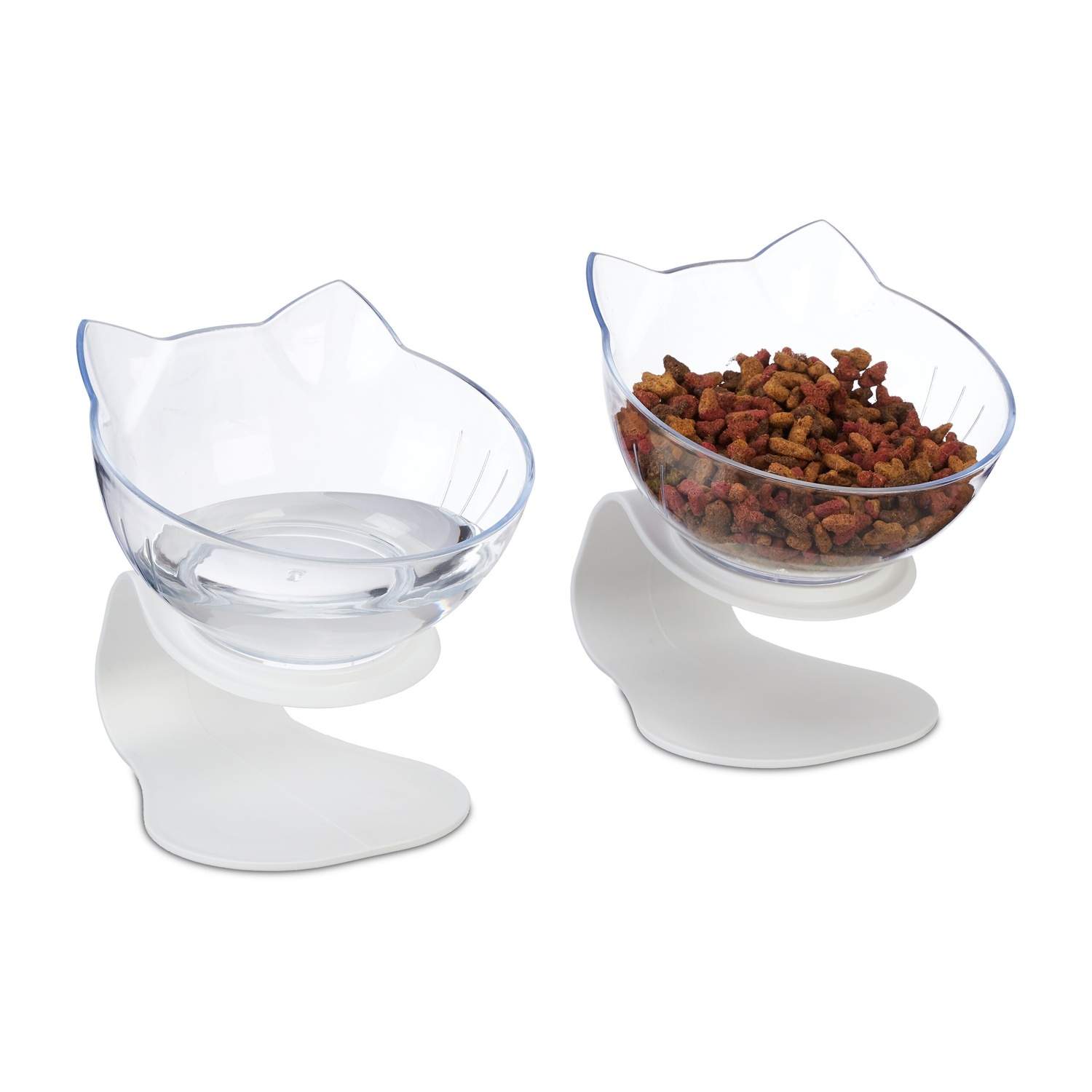 Ergonomisk kattefoderstation med skridsikre skåle