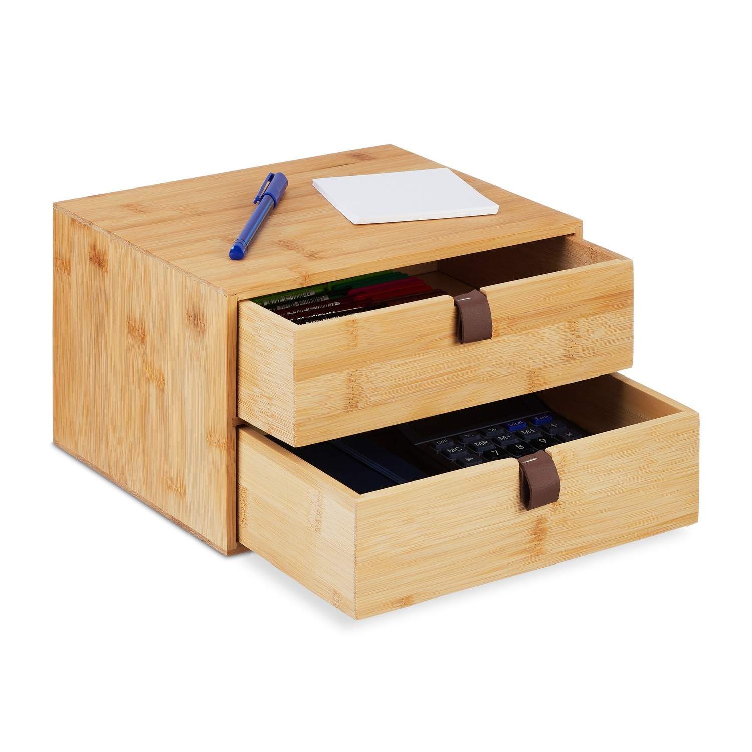 Office Desk Organizer med 2 bambusskuffer