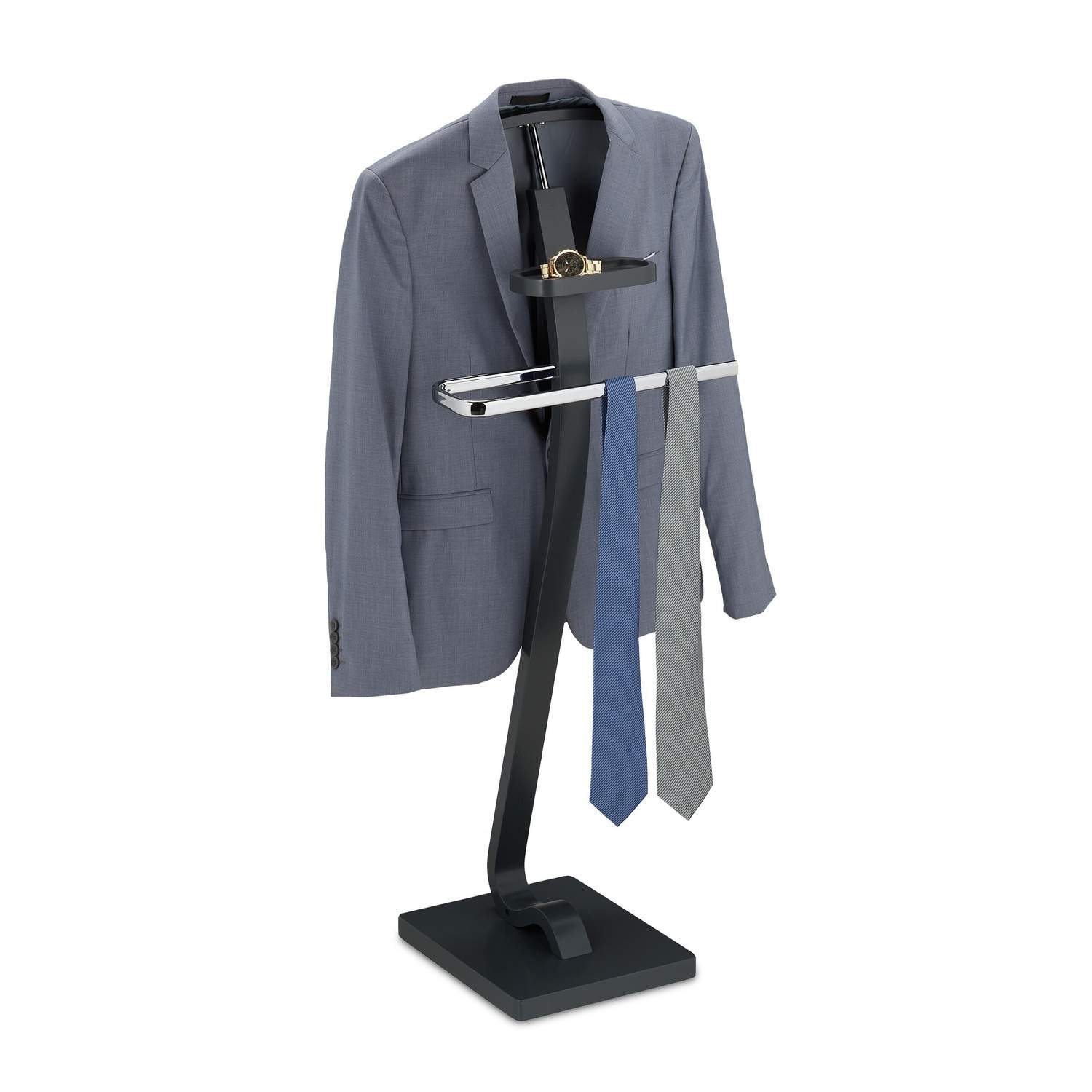 Valet Suit Stand med bøjle og tilbehørshylde