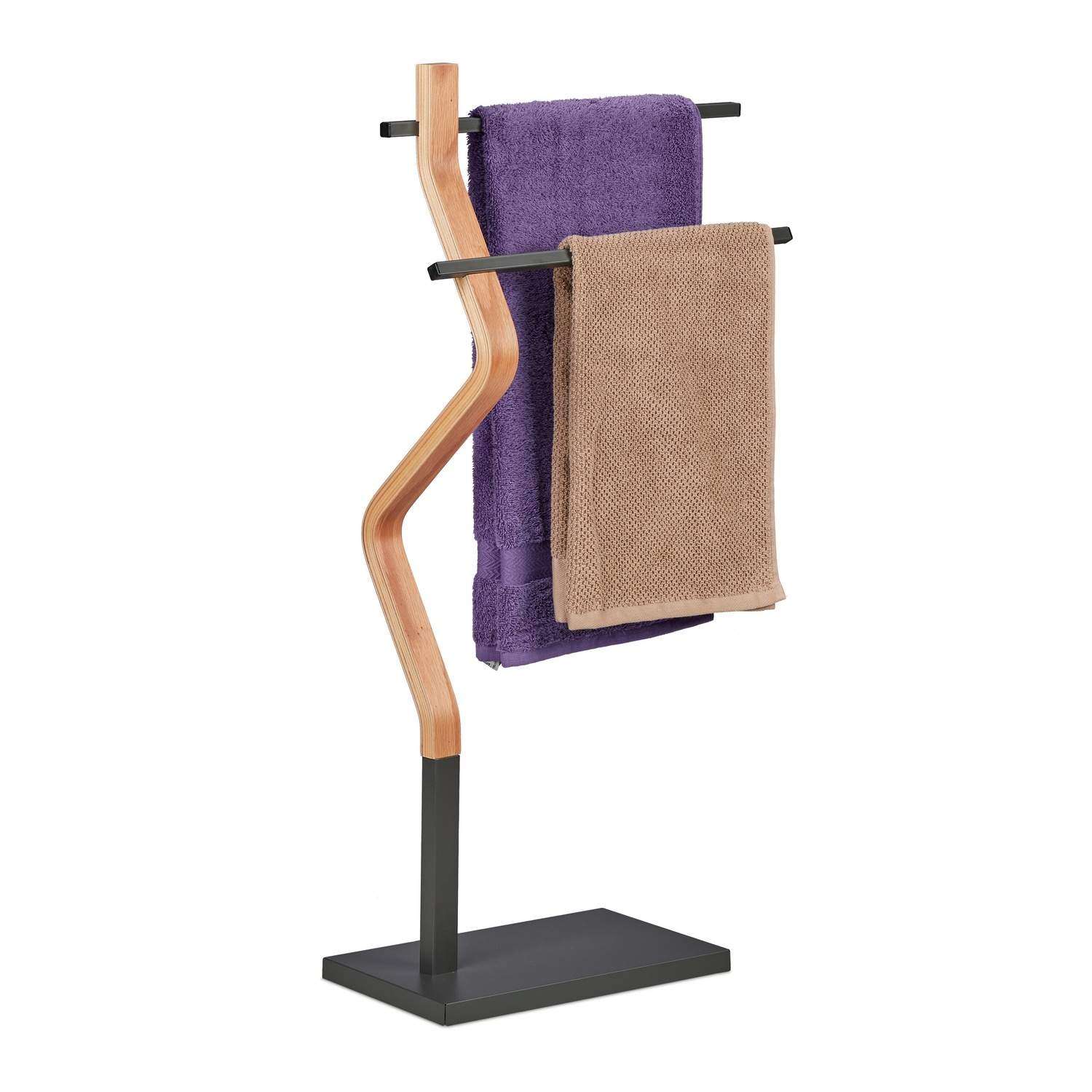 Fritstående moderne håndklædeholder – Grå/naturlig