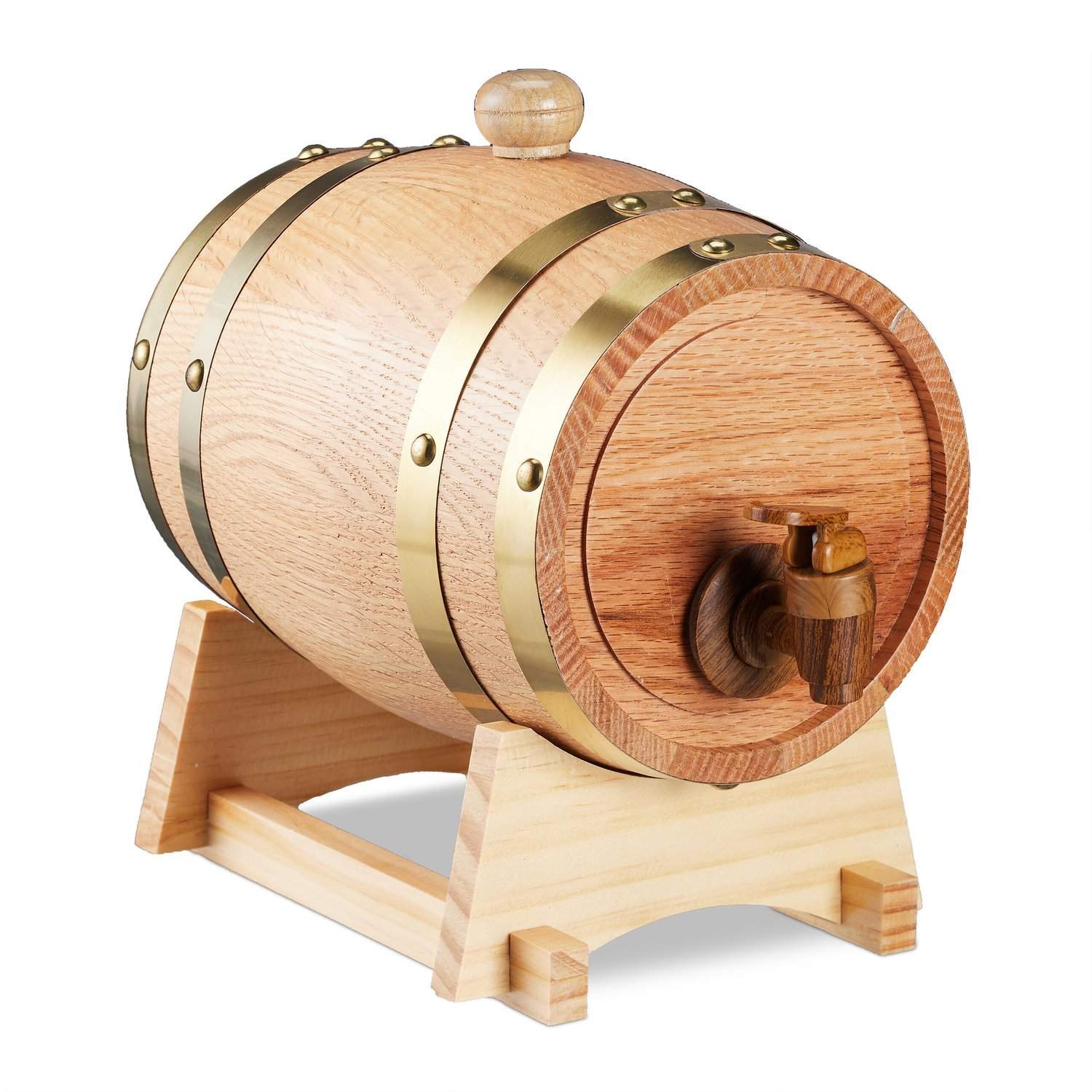 Whiskytønde af træ med hane – 1,25 L egetræsdisplay