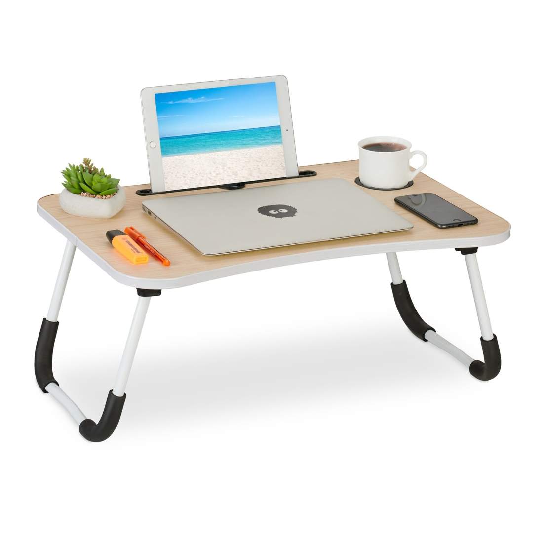 Lap Desk med träeffekt – mångsidig sängbricka med dryckeshållare | Hem & Hobby | Pryloteket