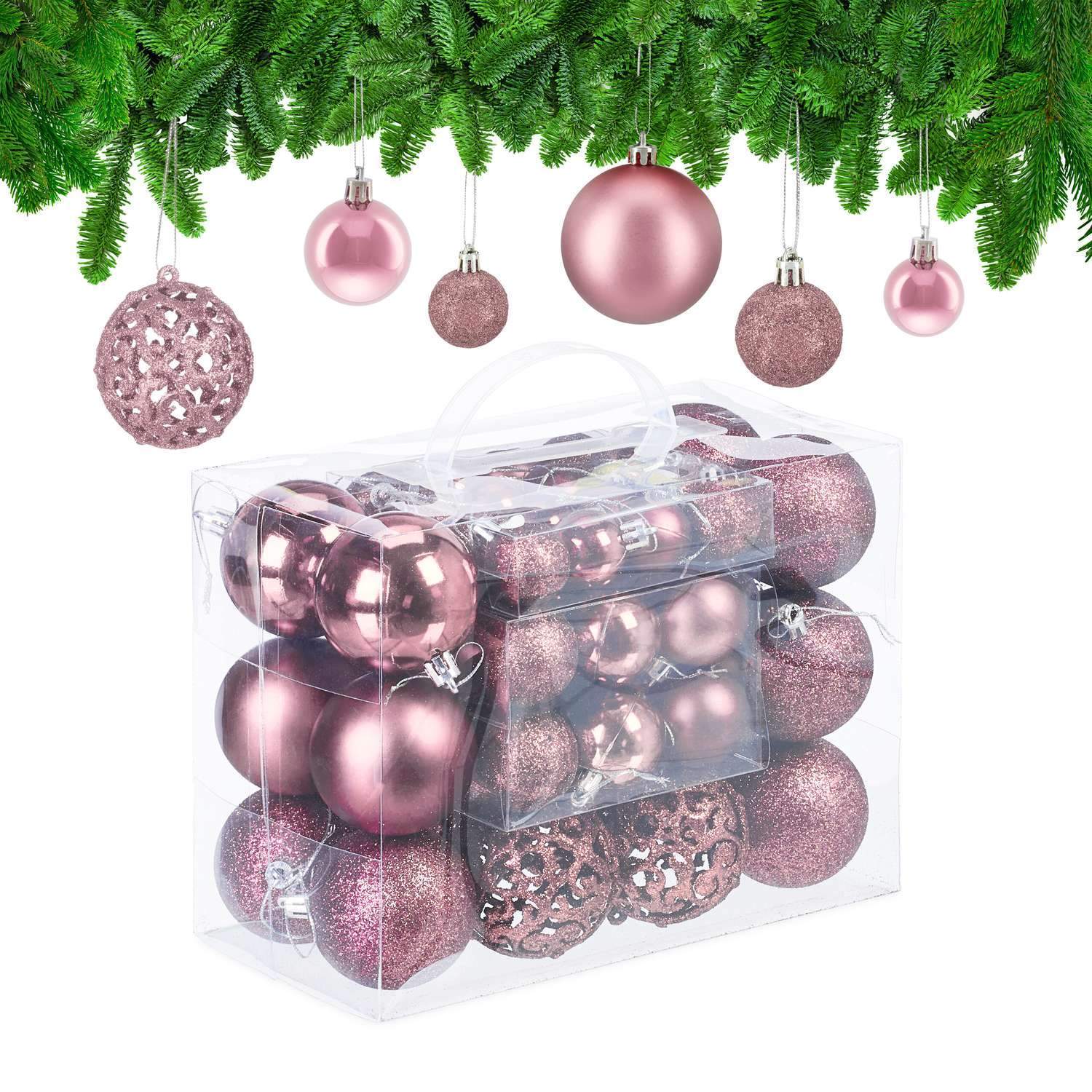 Juletræskugler sæt – 50 skinnende og glitter ornamenter