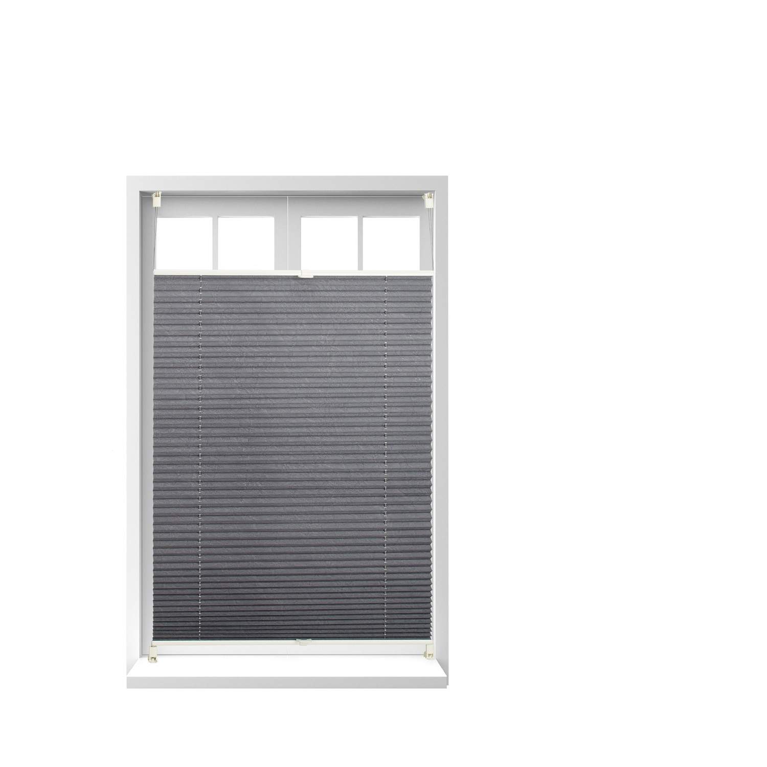 Grå gennemsigtige plisségardiner – ingen boring, nem installation